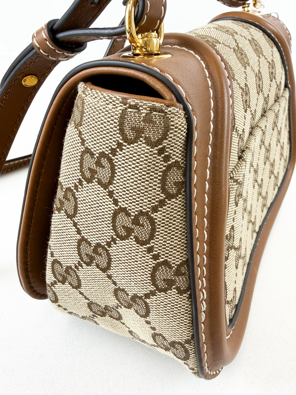 Gucci Blondie Small Shoulder Bag In Beige Coated Canvas