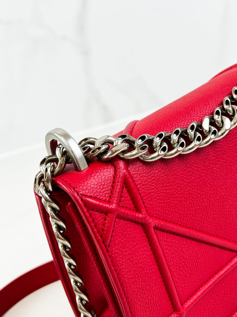 Christian Dior Red Small Diorama Shoulder Bag SHW