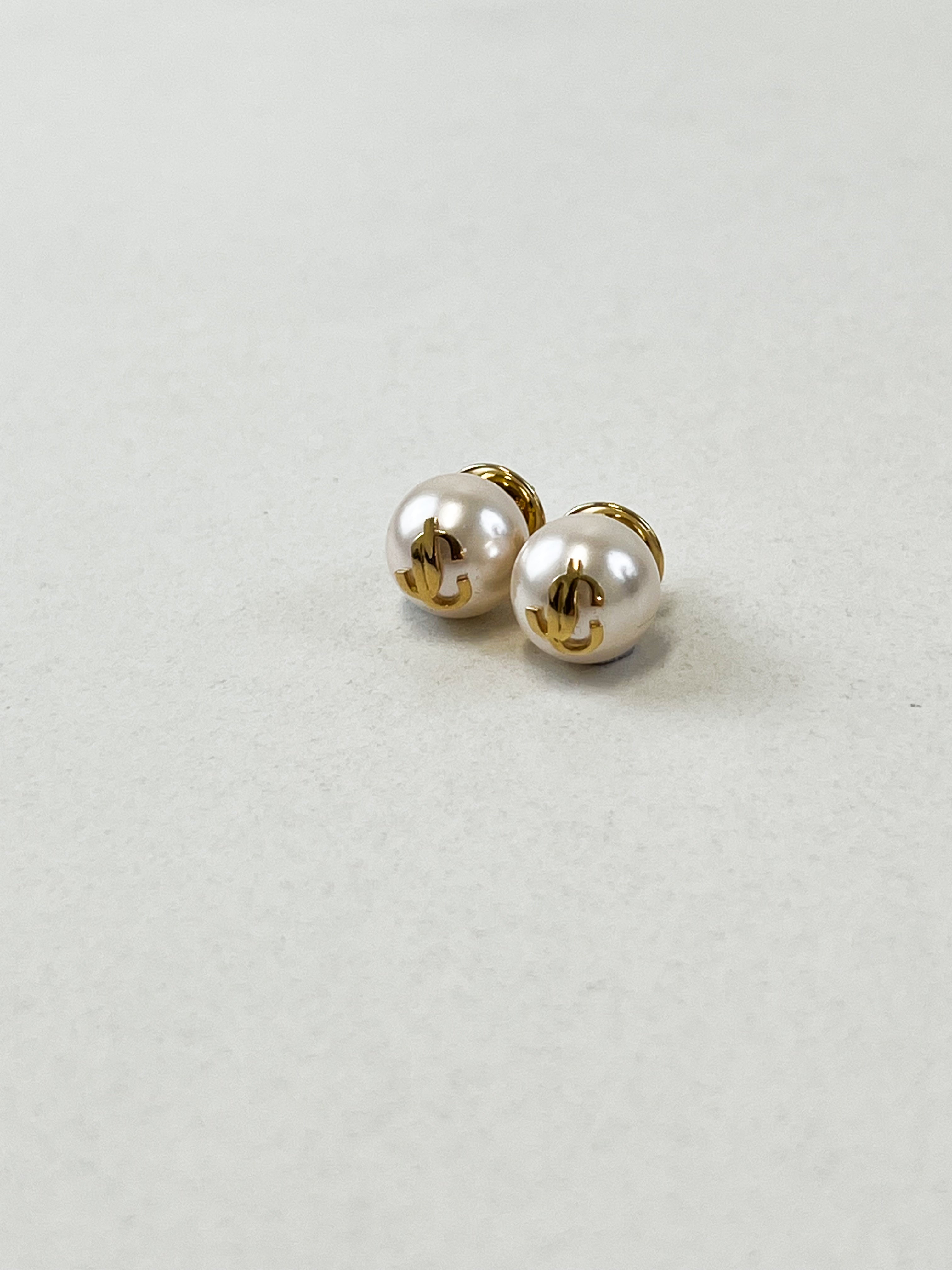 Jimmy Choo Logo Pearl Stud Earrings