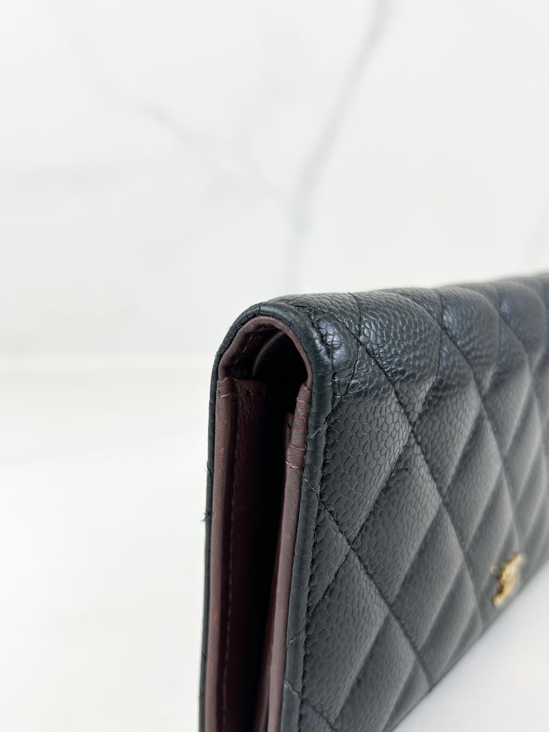 Chanel CC Black Caviar Flap Wallet GHW