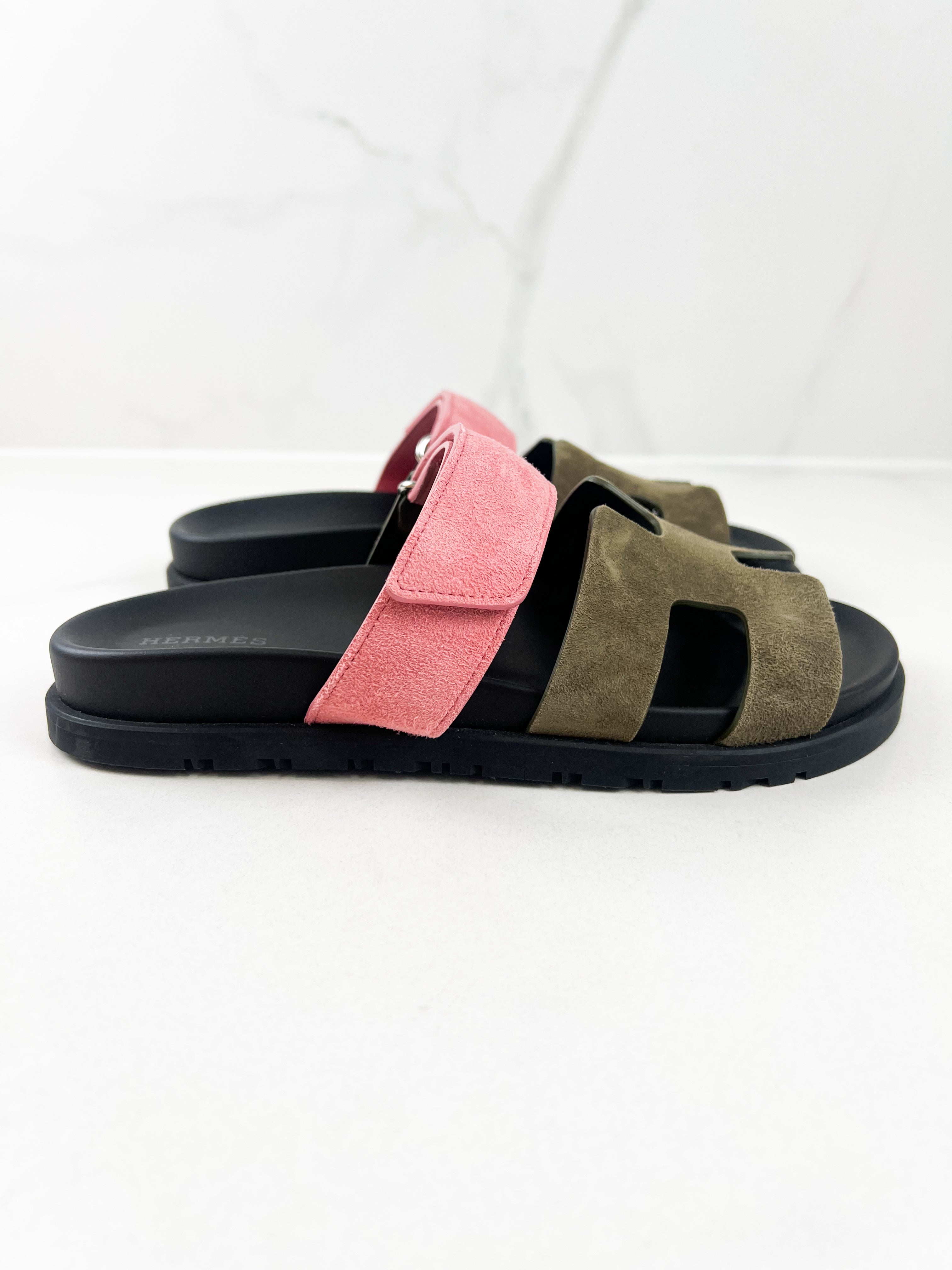 Hermes Chypre Sandals in Toundra Rose Size 37