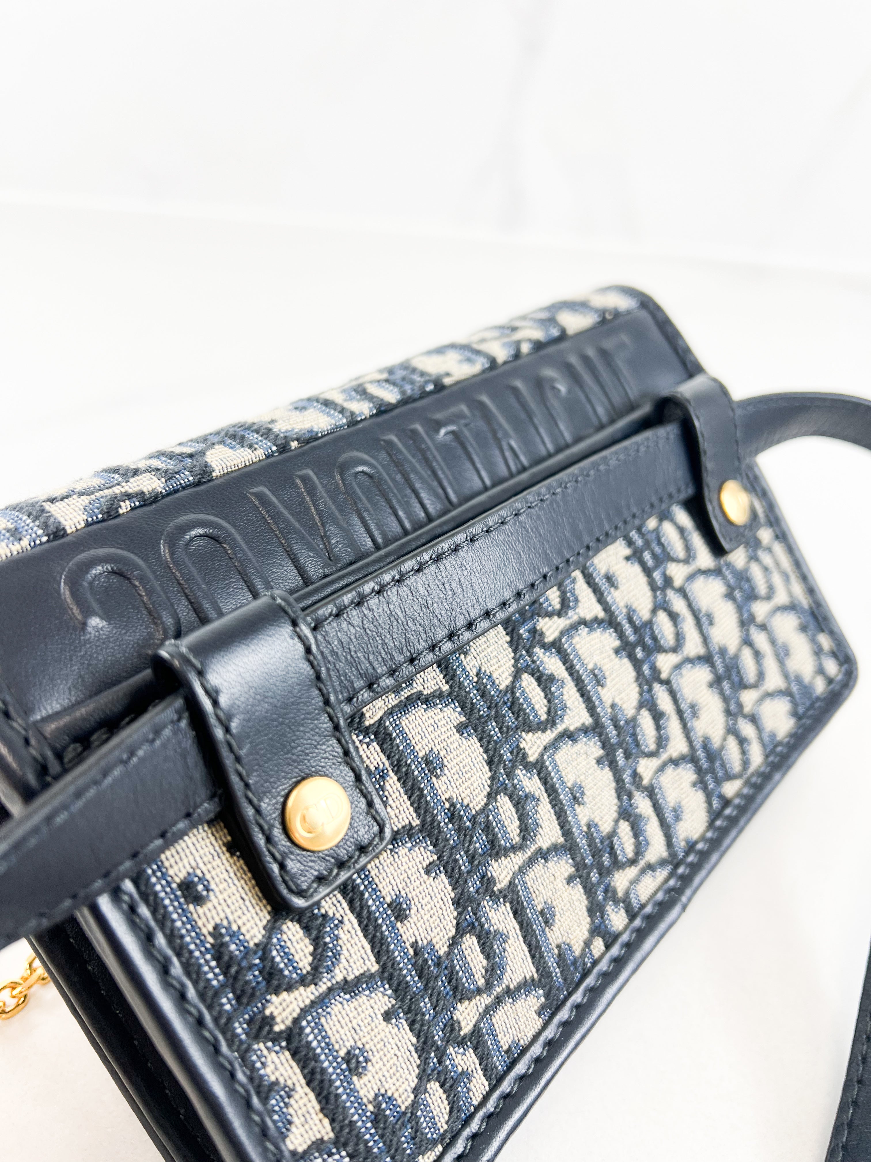 Christian Dior 2-in-1 30 Montaigne Pouch Blue Dior Oblique Jacquard