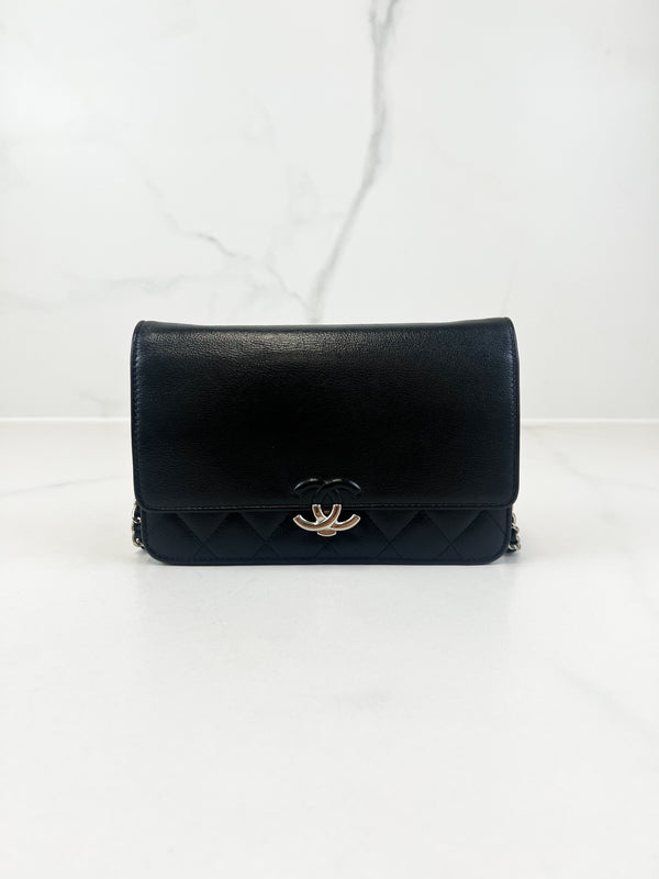 Chanel Black Calfskin CC WOC with SHW