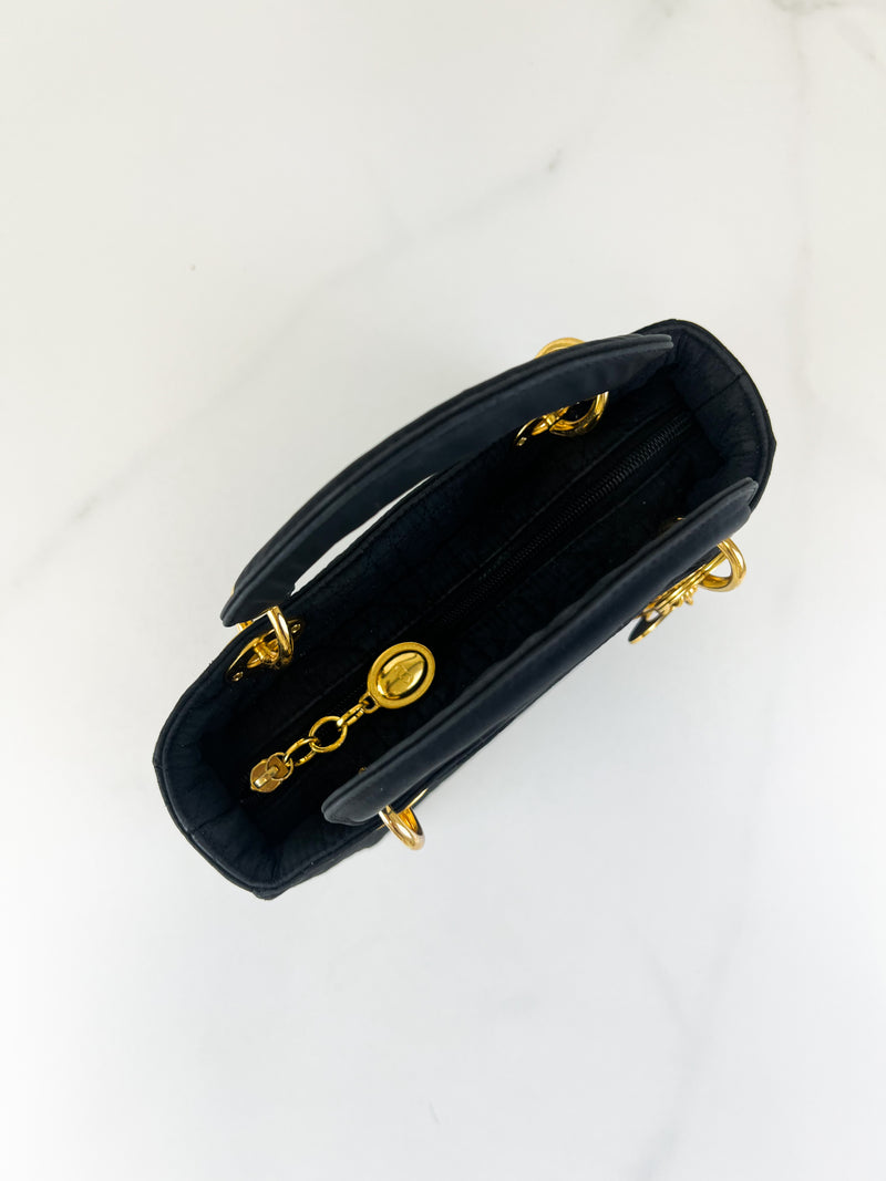 Christian Dior Vintage Black Lady Dior with Gold Hardware