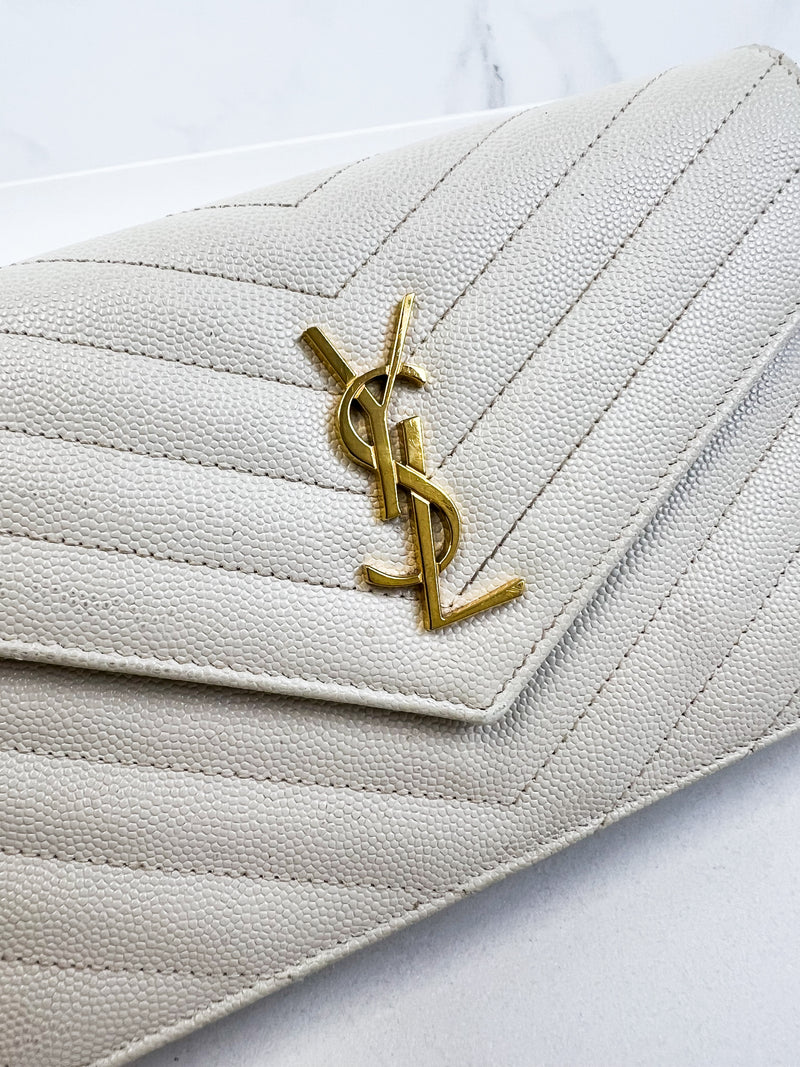 Saint Laurent Bone Cassandre Envelope WOC