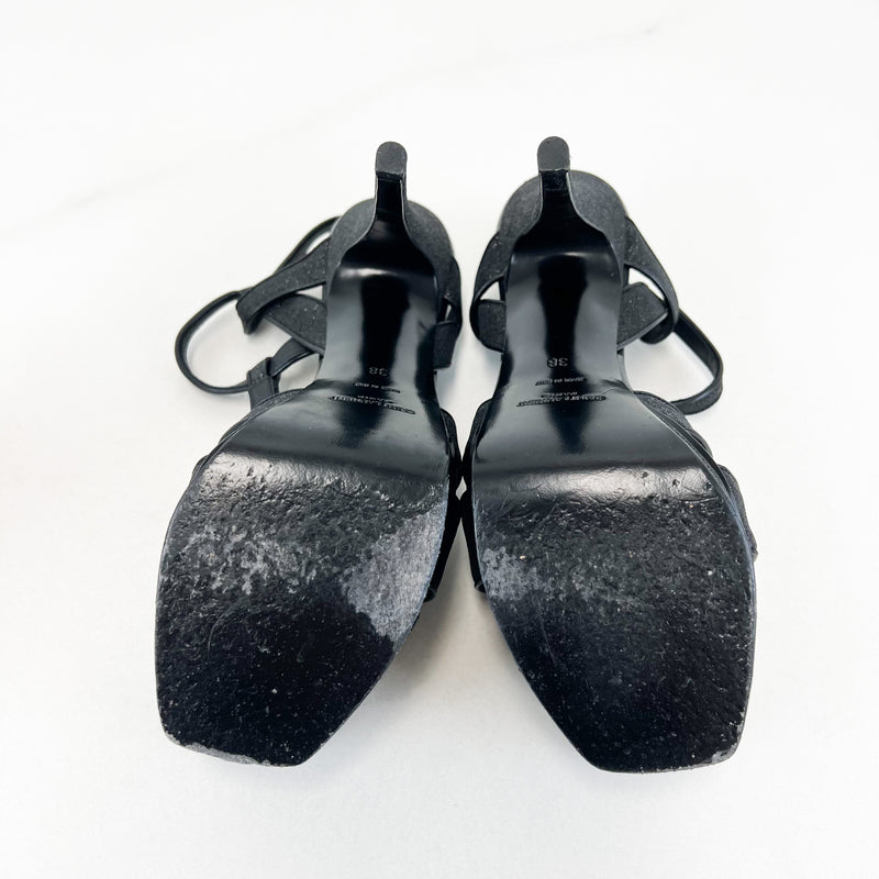 Saint Laurent Black Glitter Tributes 135mm Size 38
