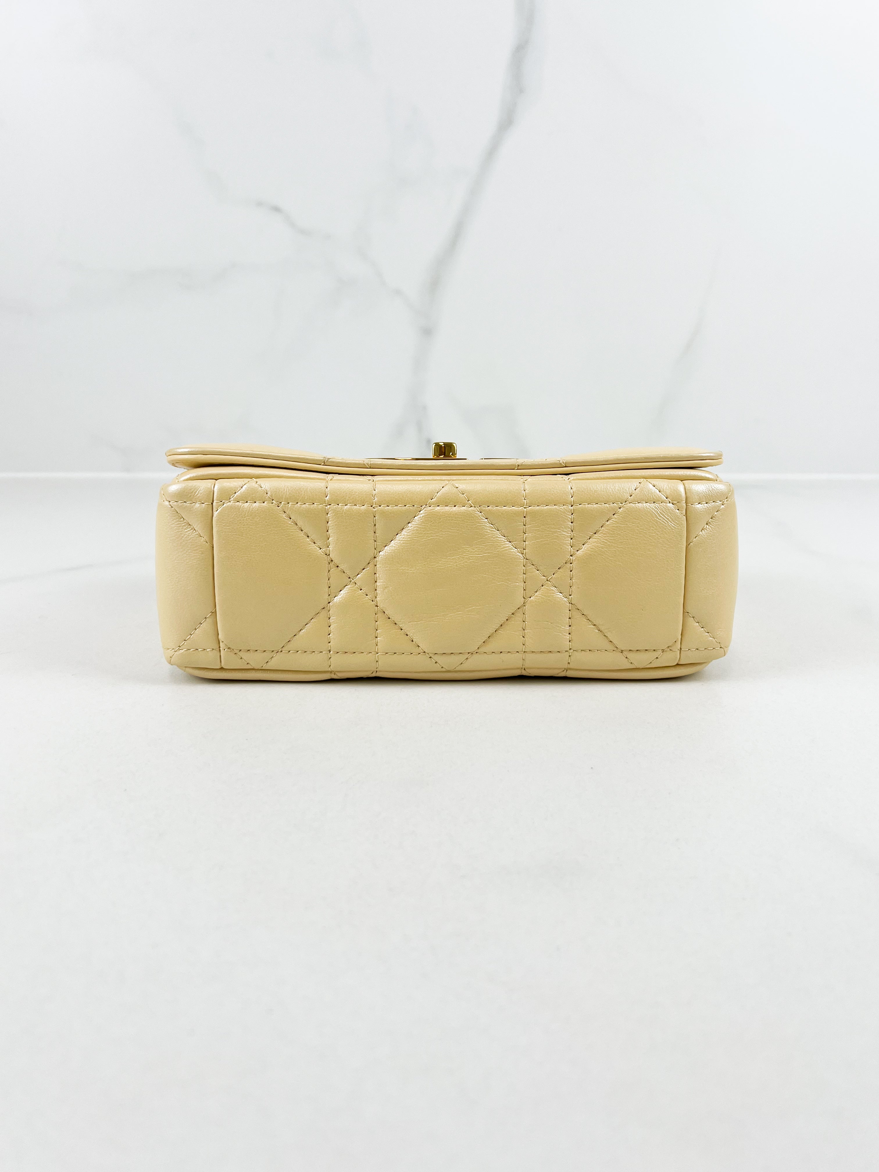 Christian Dior Medium Caro Bag in Butter with GHW