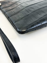 Saint Laurent Croc Pouch with SHW