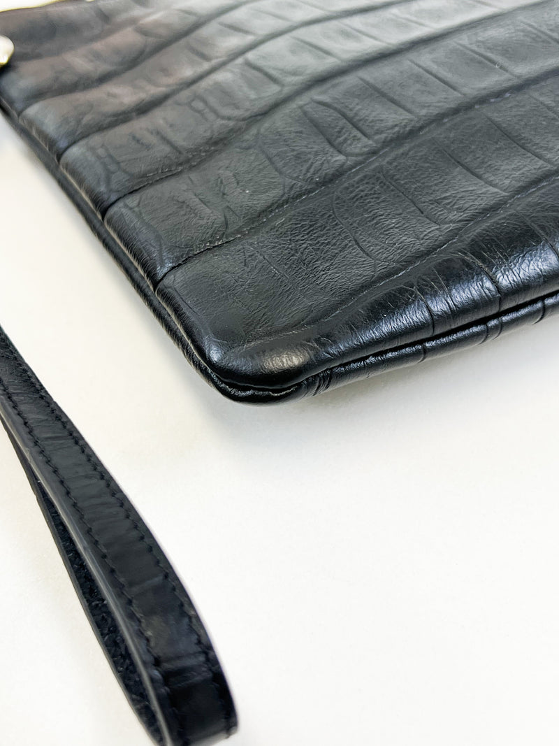 Saint Laurent Croc Pouch with SHW