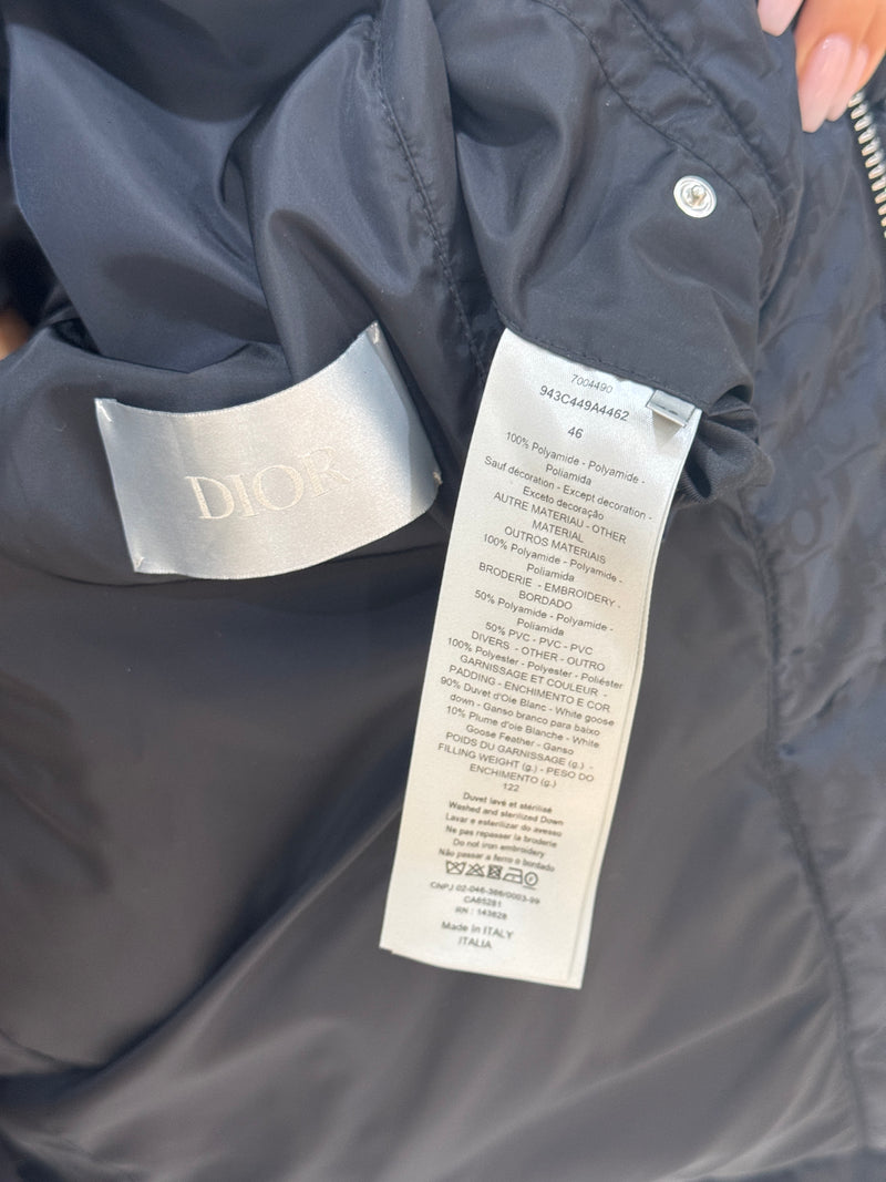 Christian Dior Mens Puffer Jacket Logo Embossed Size 46 (M/L)