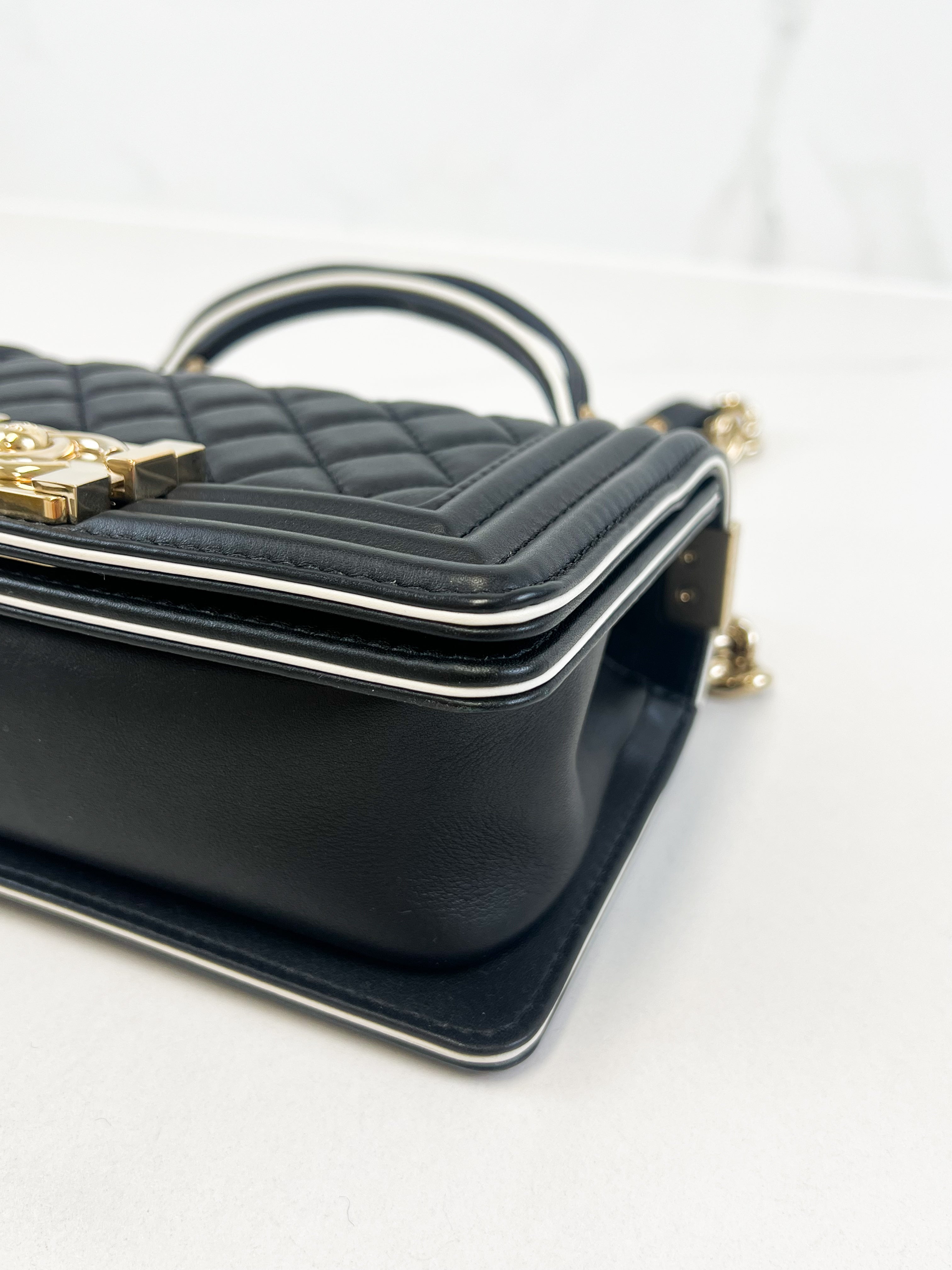 Chanel Top Handle Small Black Boy Bag with GHW