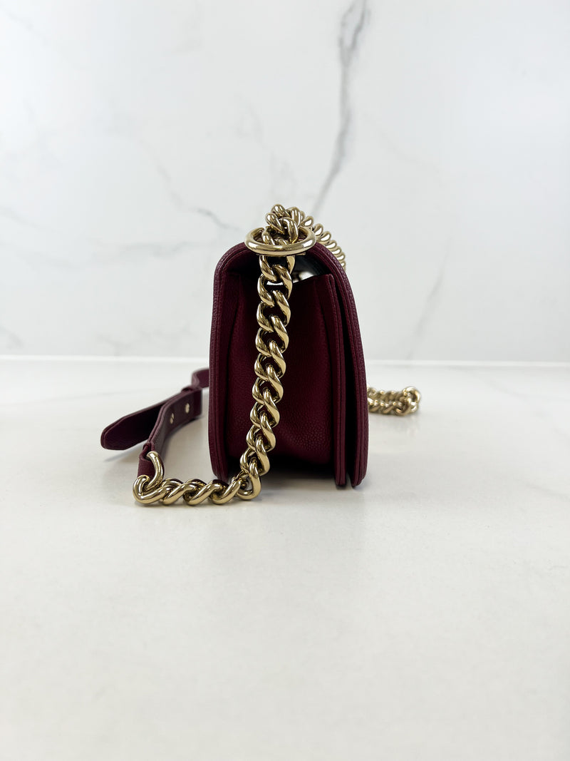 Chanel Small Burgundy Caviar Boy Bag