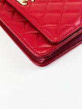 Chanel Red Trendy Wallet On Chain with Light GHW