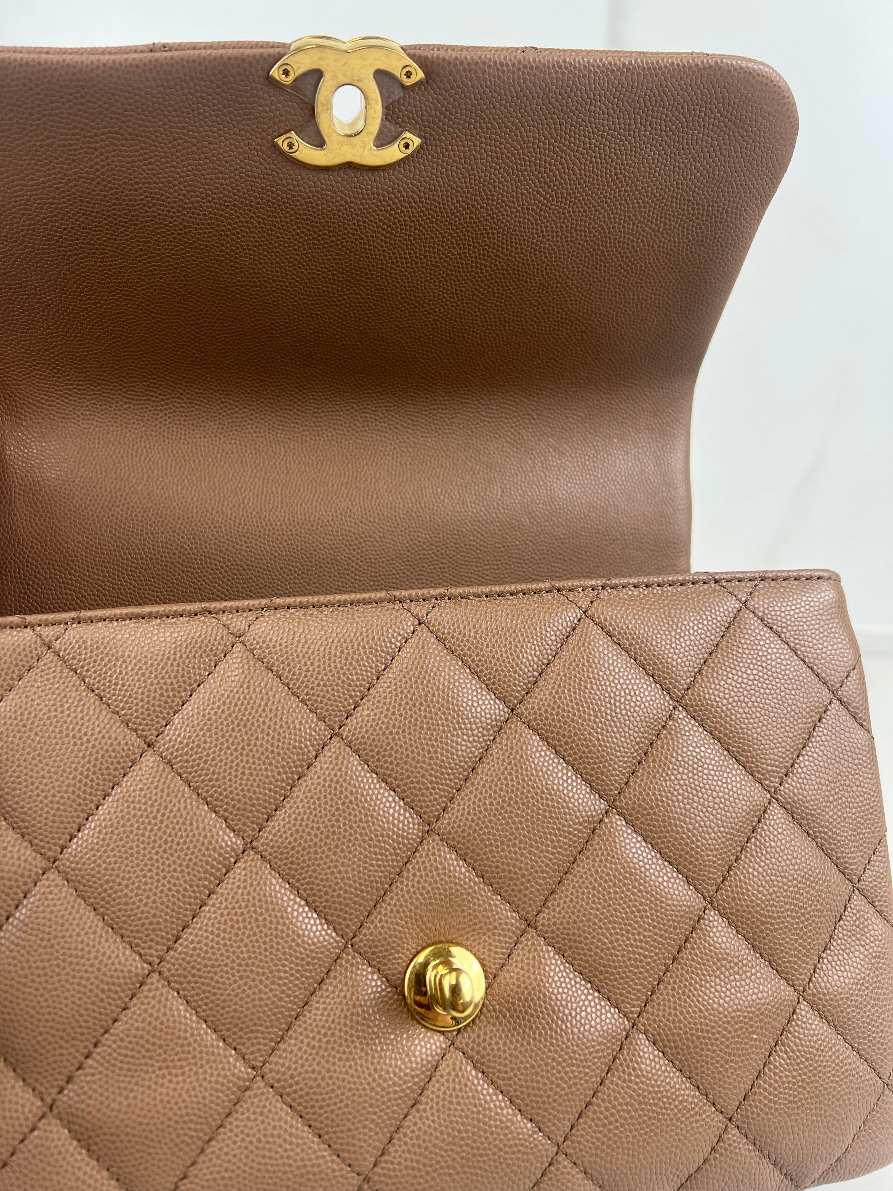 Chanel Coco First Flap in Dark Beige Caviar Leather with GHW