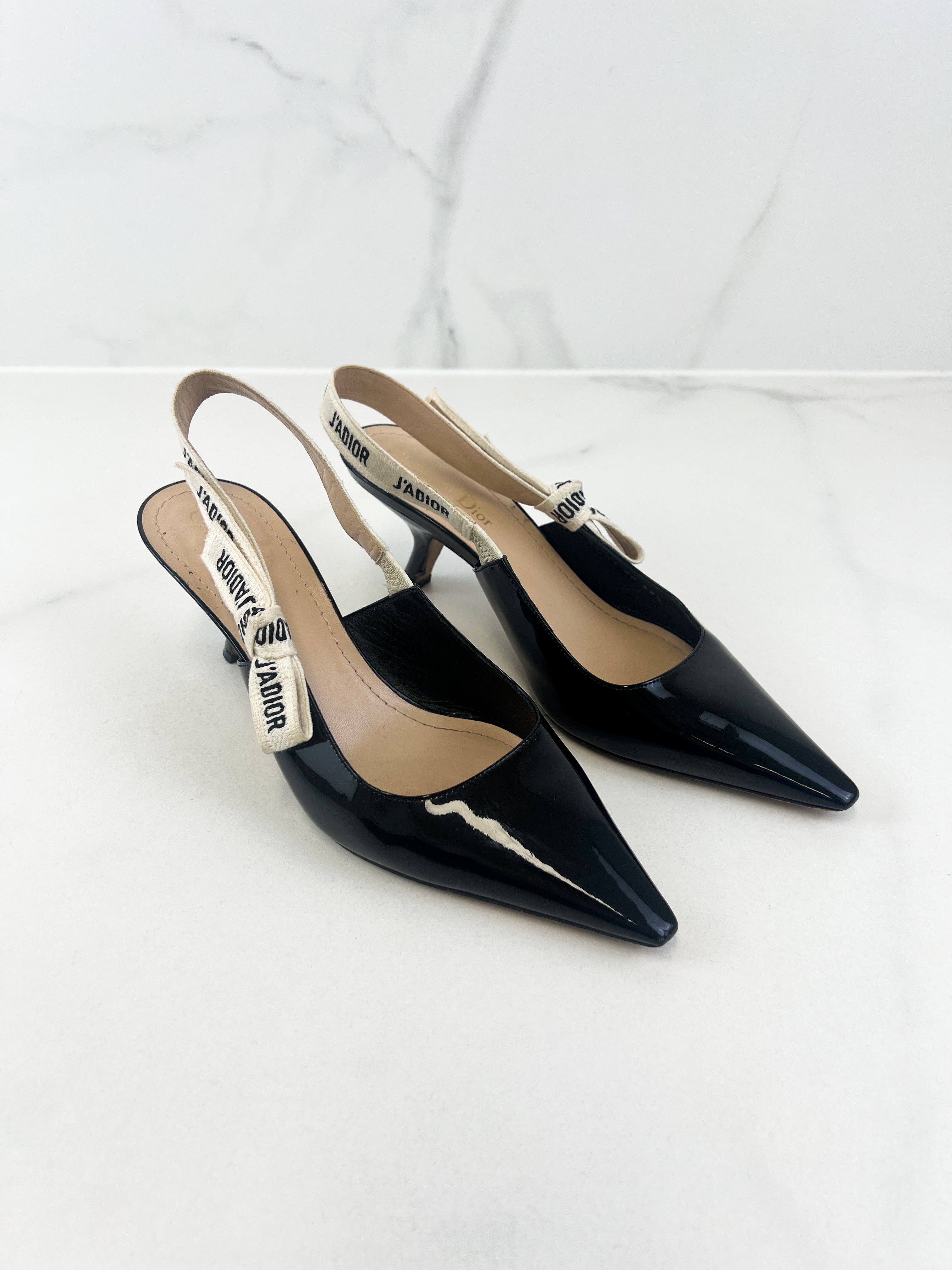 Christian Dior Black Jadior Slingback Heel Size 39.5