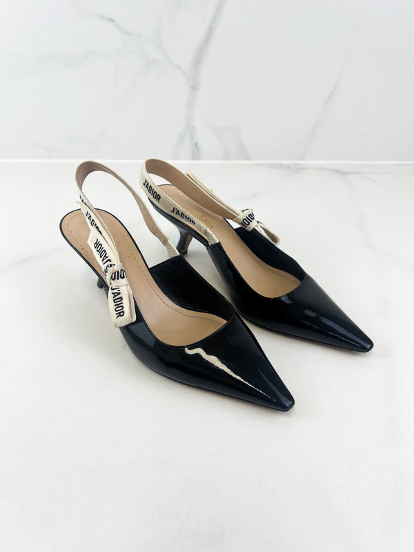 Christian Dior Black Jadior Slingback Heel Size 39.5