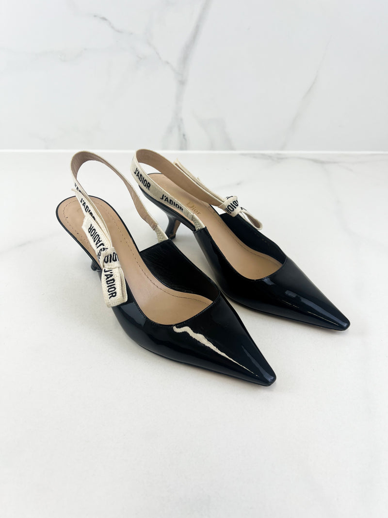 Christian Dior Black Jadior Slingback Heel Size 39.5