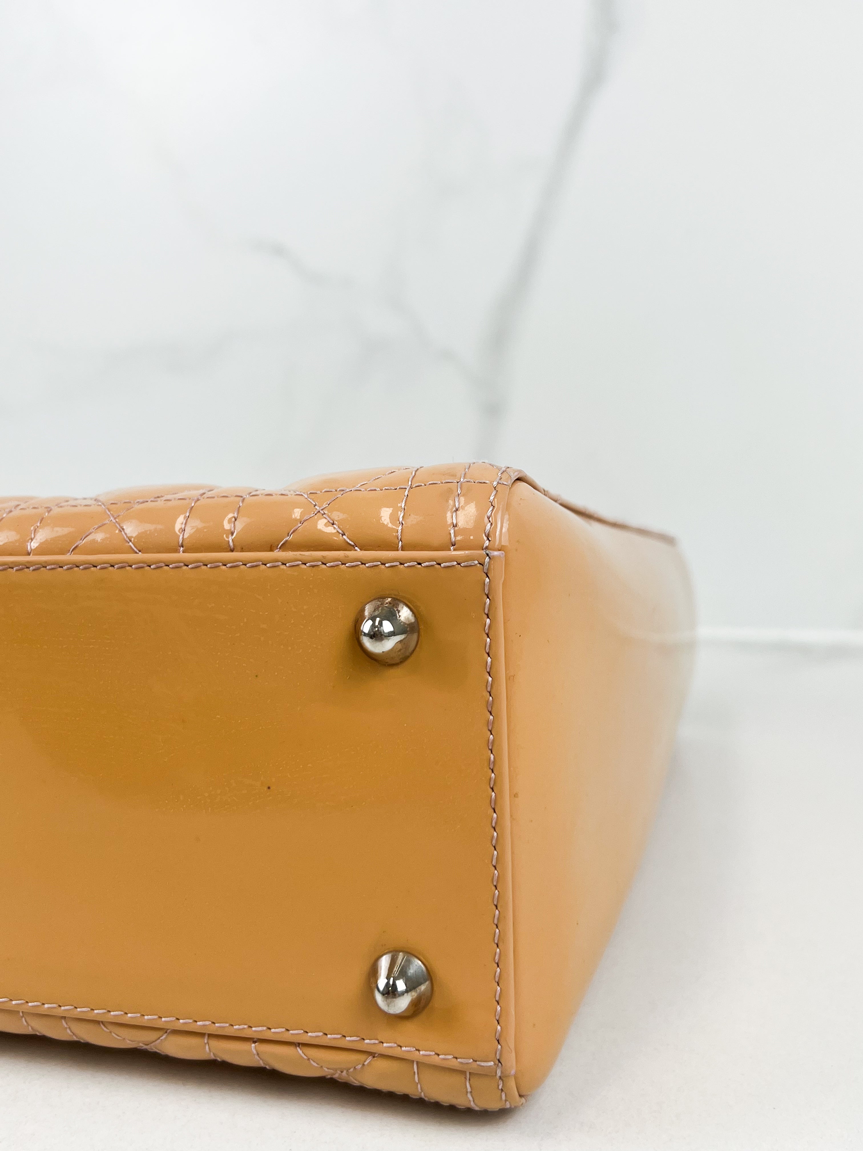 Christian Dior Peach Vintage Lady Dior with Gold Hardware