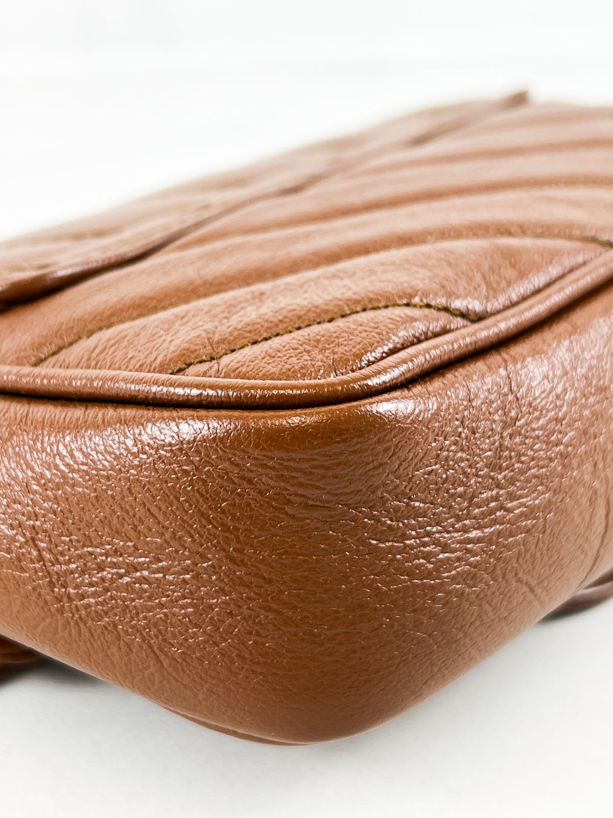 Gucci Brown Leather GG Marmont Matelasse Super Mini Bag