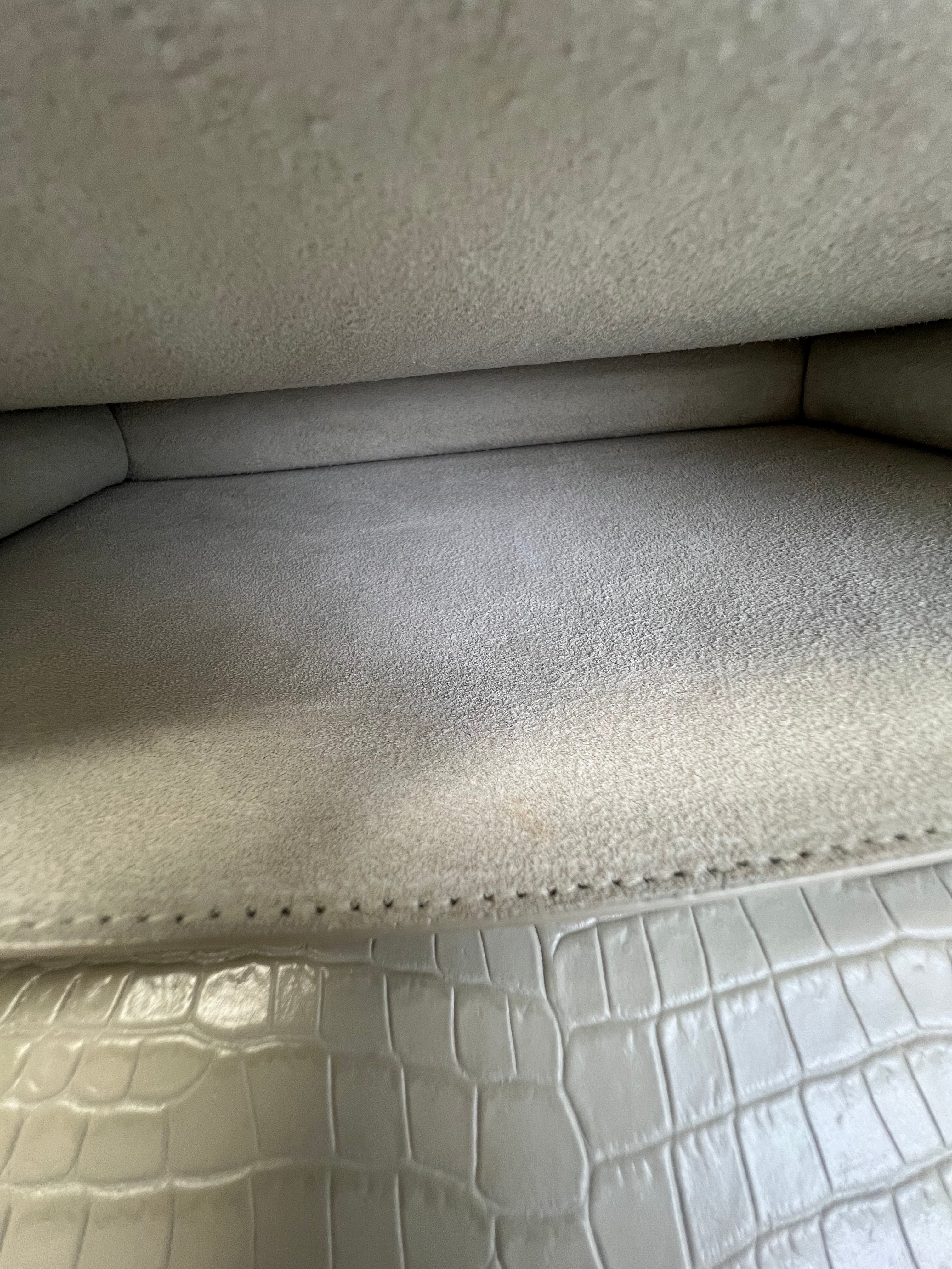 Saint Laurent Sunset Medium In Croc-embossed leather Blanc Vintage