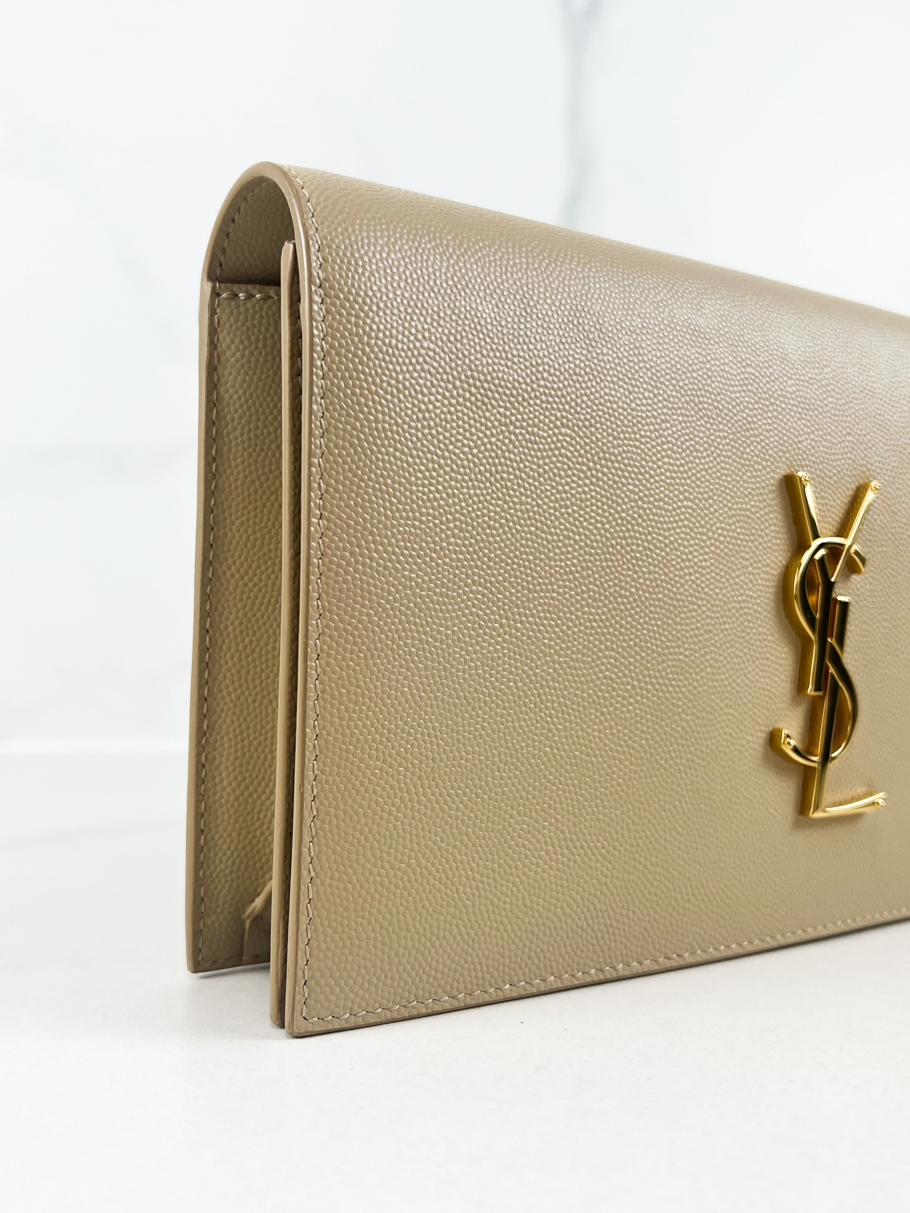 Saint Laurent Cream Clutch GHW