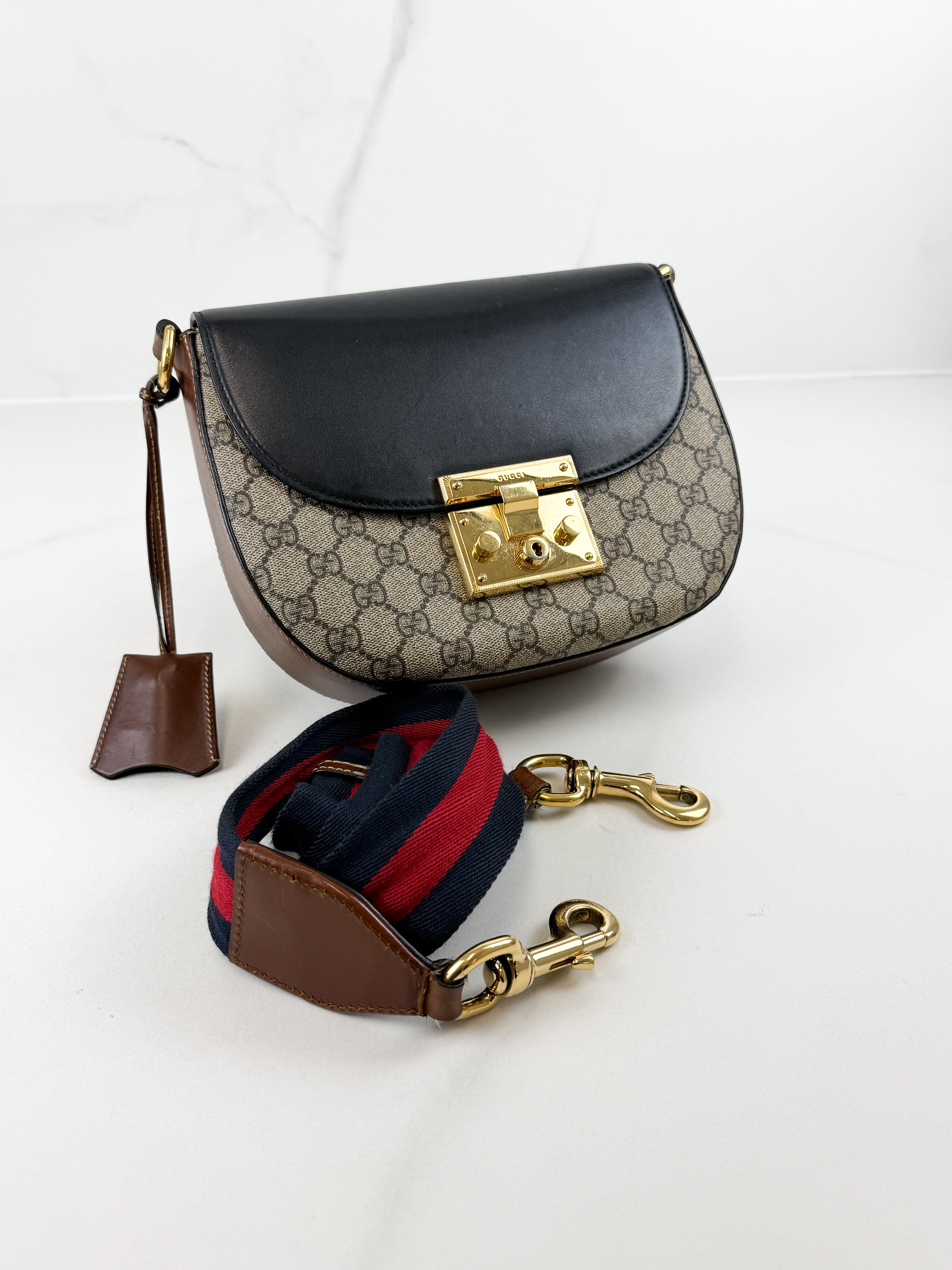 Gucci GG Supreme Web Padlock Shoulder Bag