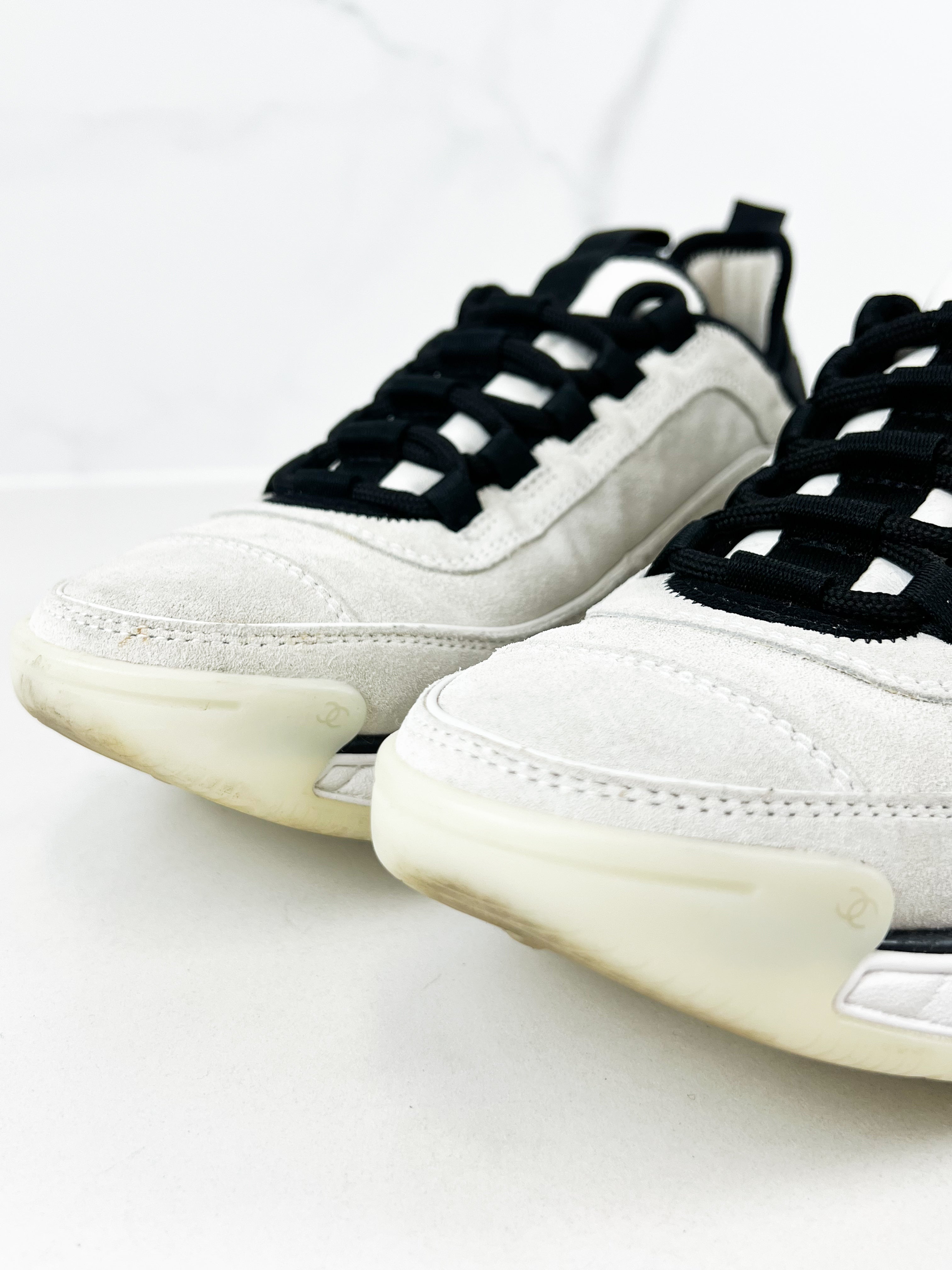 Chanel CC White & Black Sneaker Size 36.5