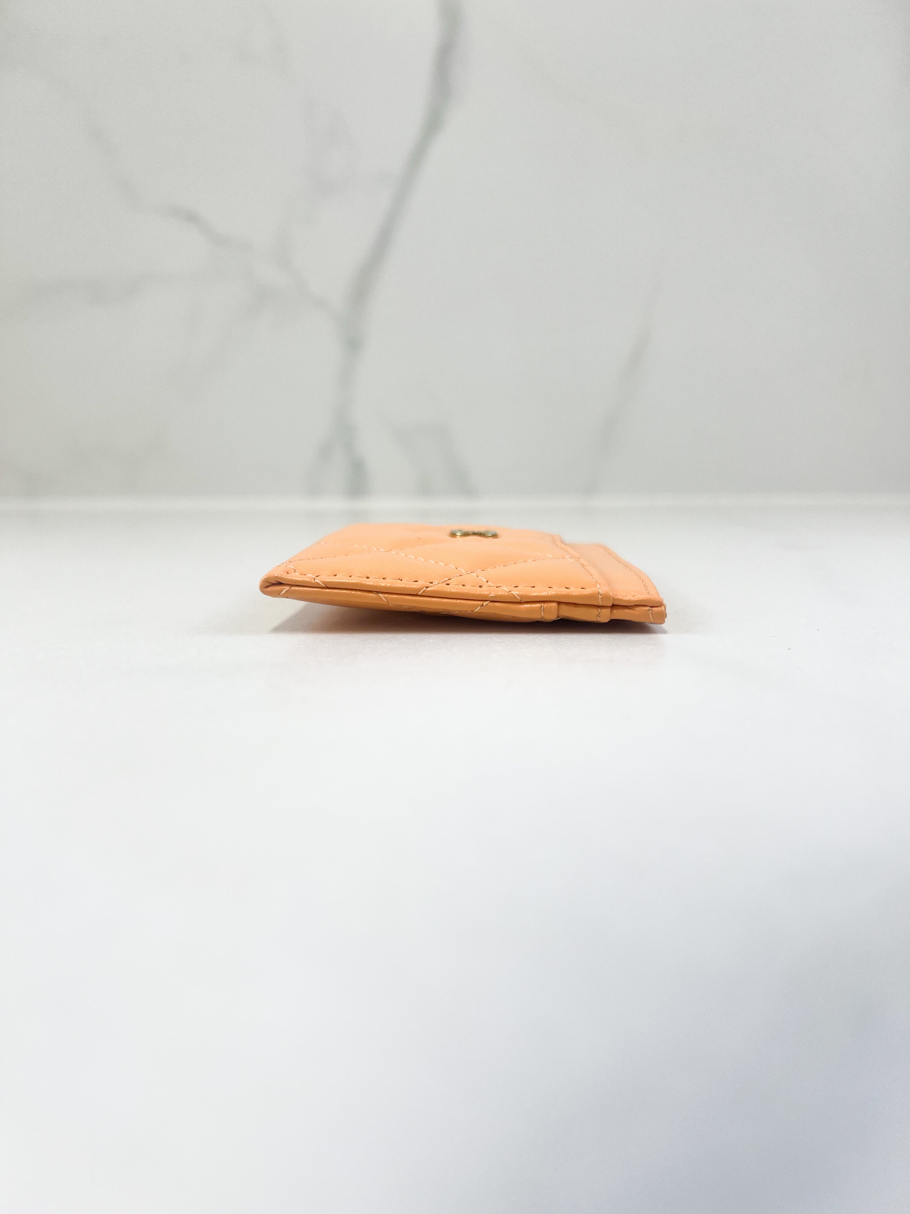 Chanel Lambskin Peach Pink CC Card Holder