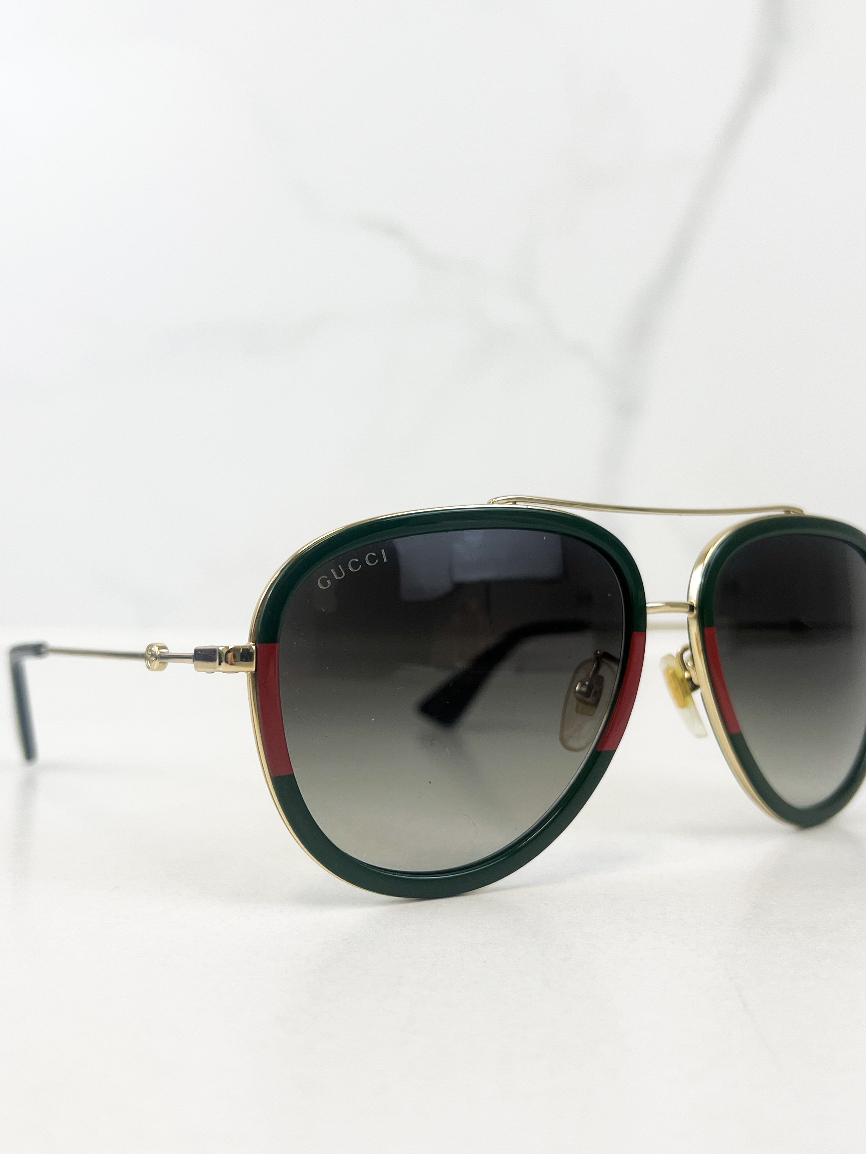Gucci Web Frame Aviator Metal Sunglasses