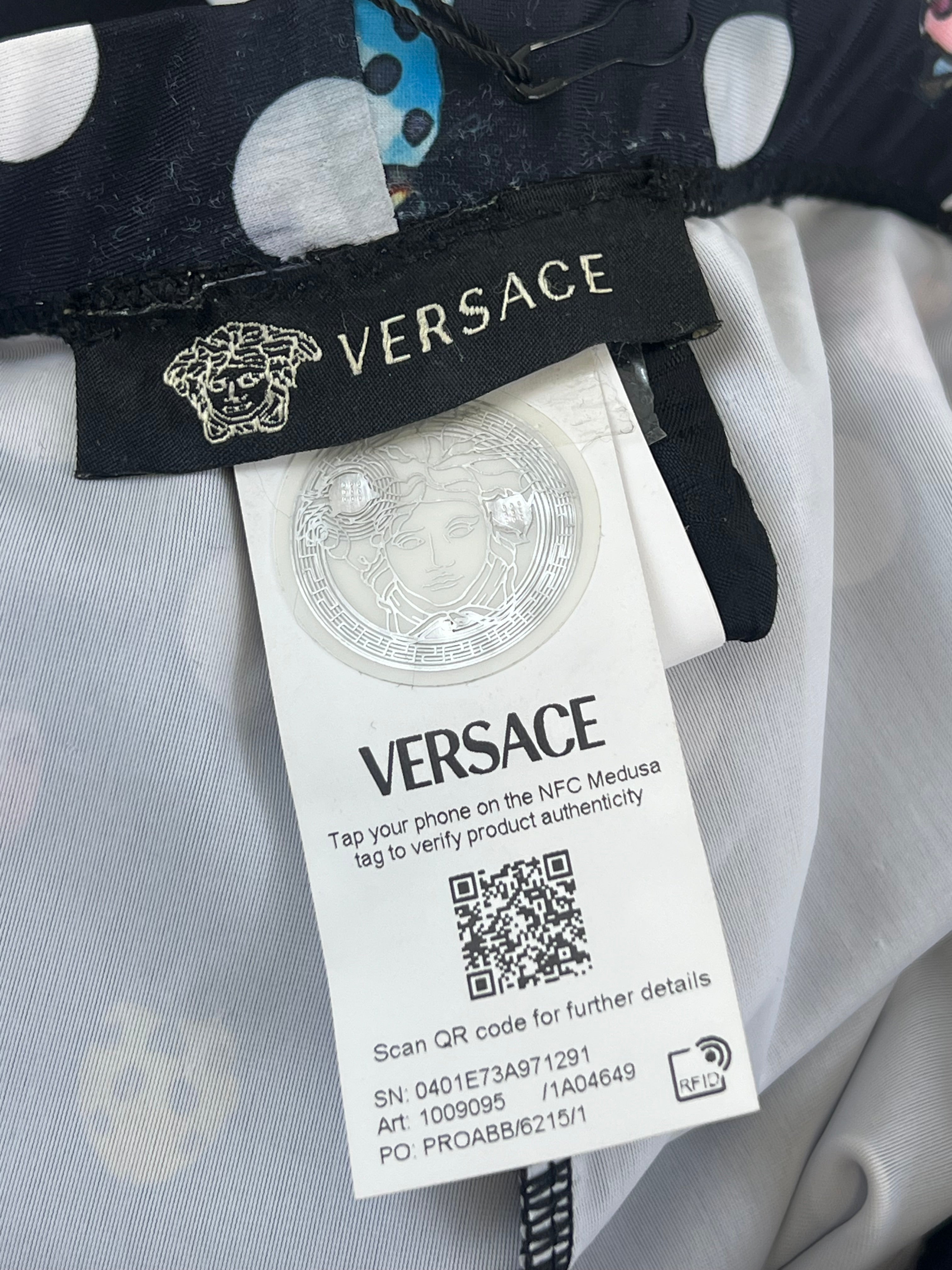 Versace Ladybug Multicolour Polkadot Print Bustier Crop Top & Legging Set