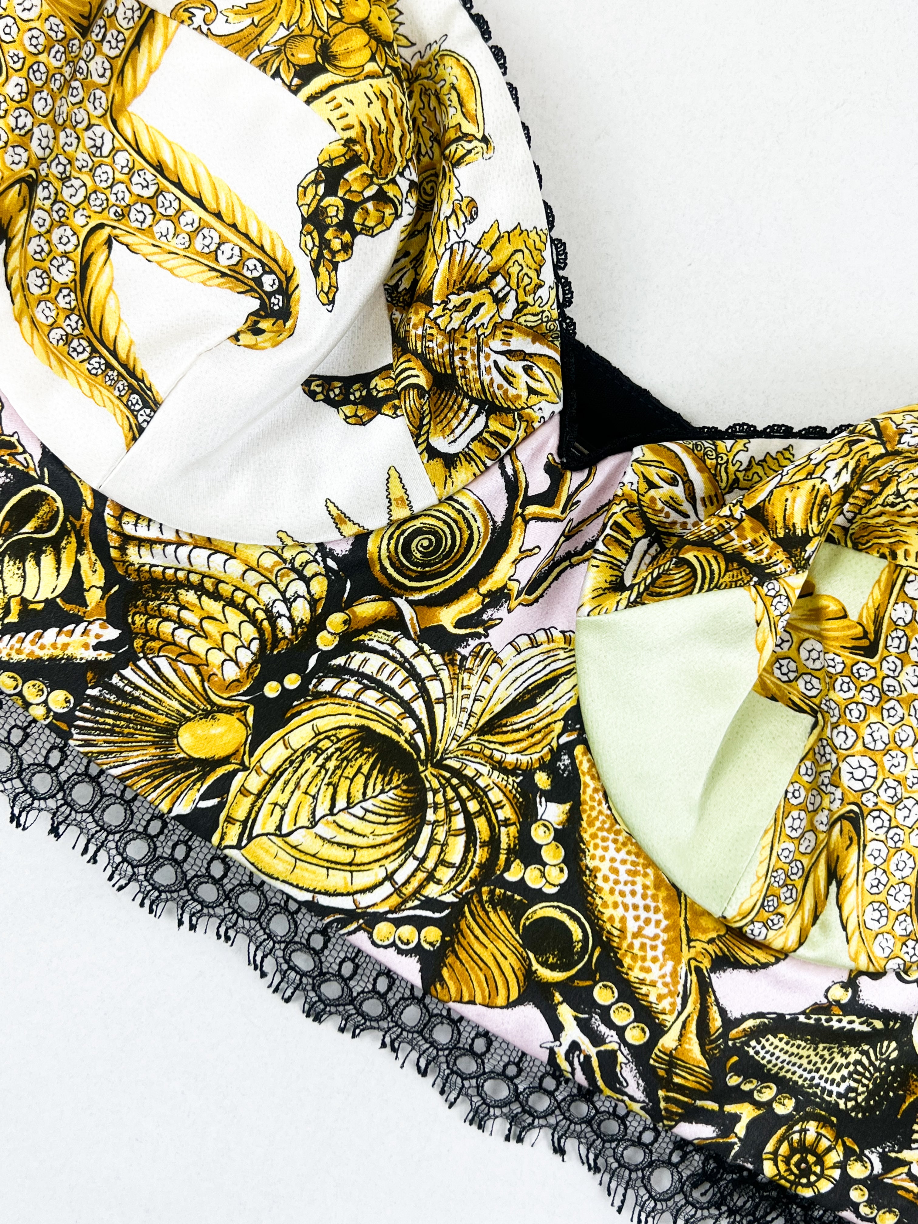 Versace Pleated Printed Silk Twill Mini Skirt & Bustier Set