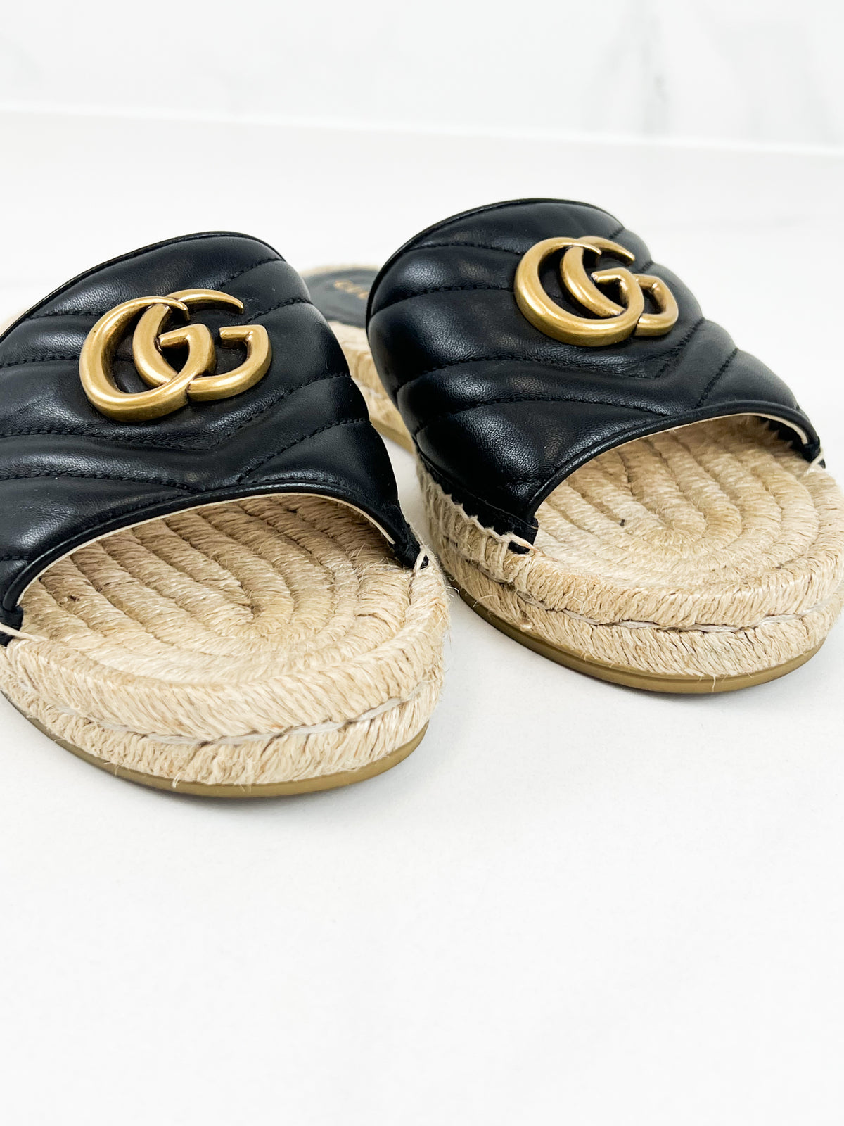 Gucci GG Marmont Canvas Espadrille Sandal Size 37