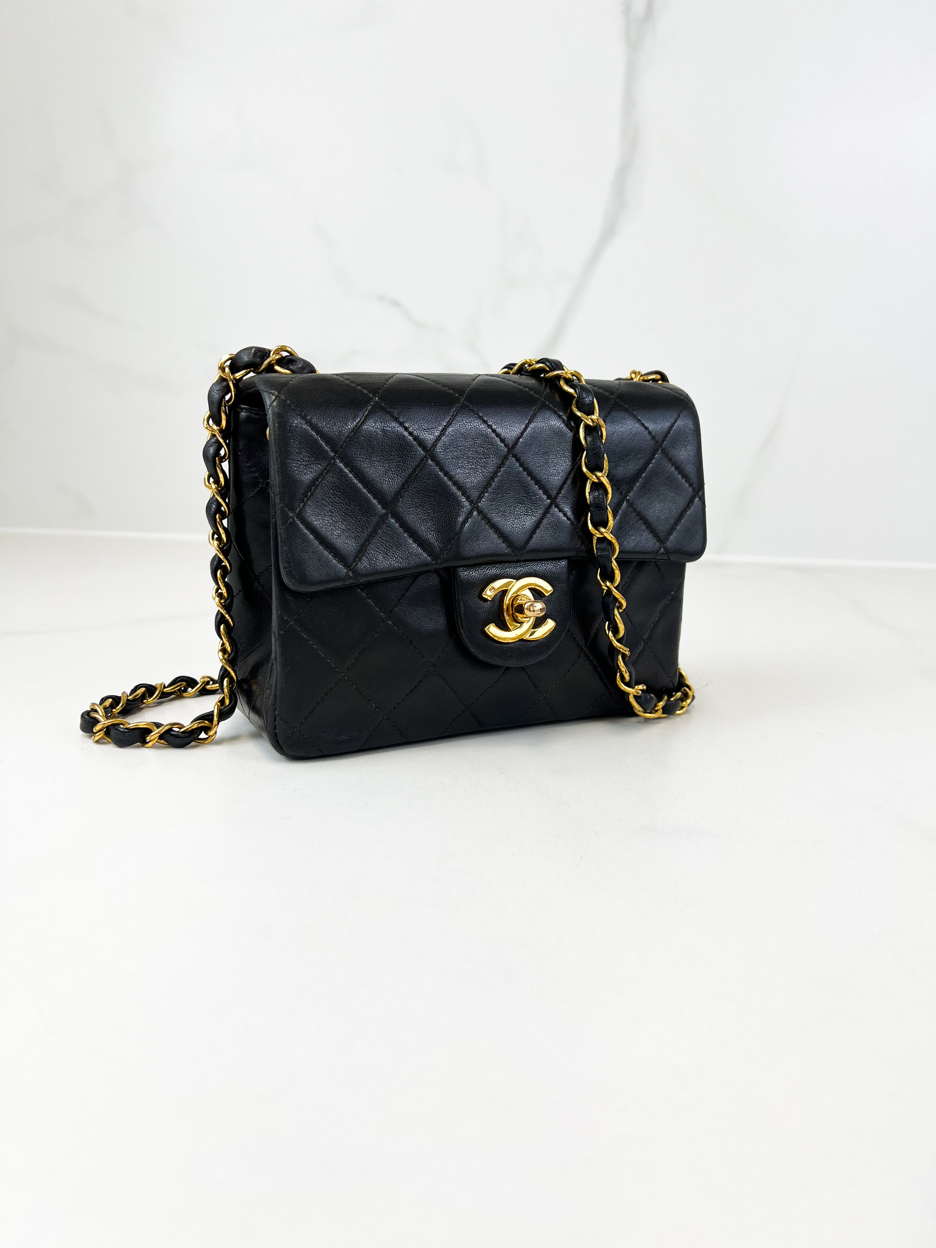 Chanel CC Mini Vintage Lambskin Black Classic Double Flap Shoulder Bag