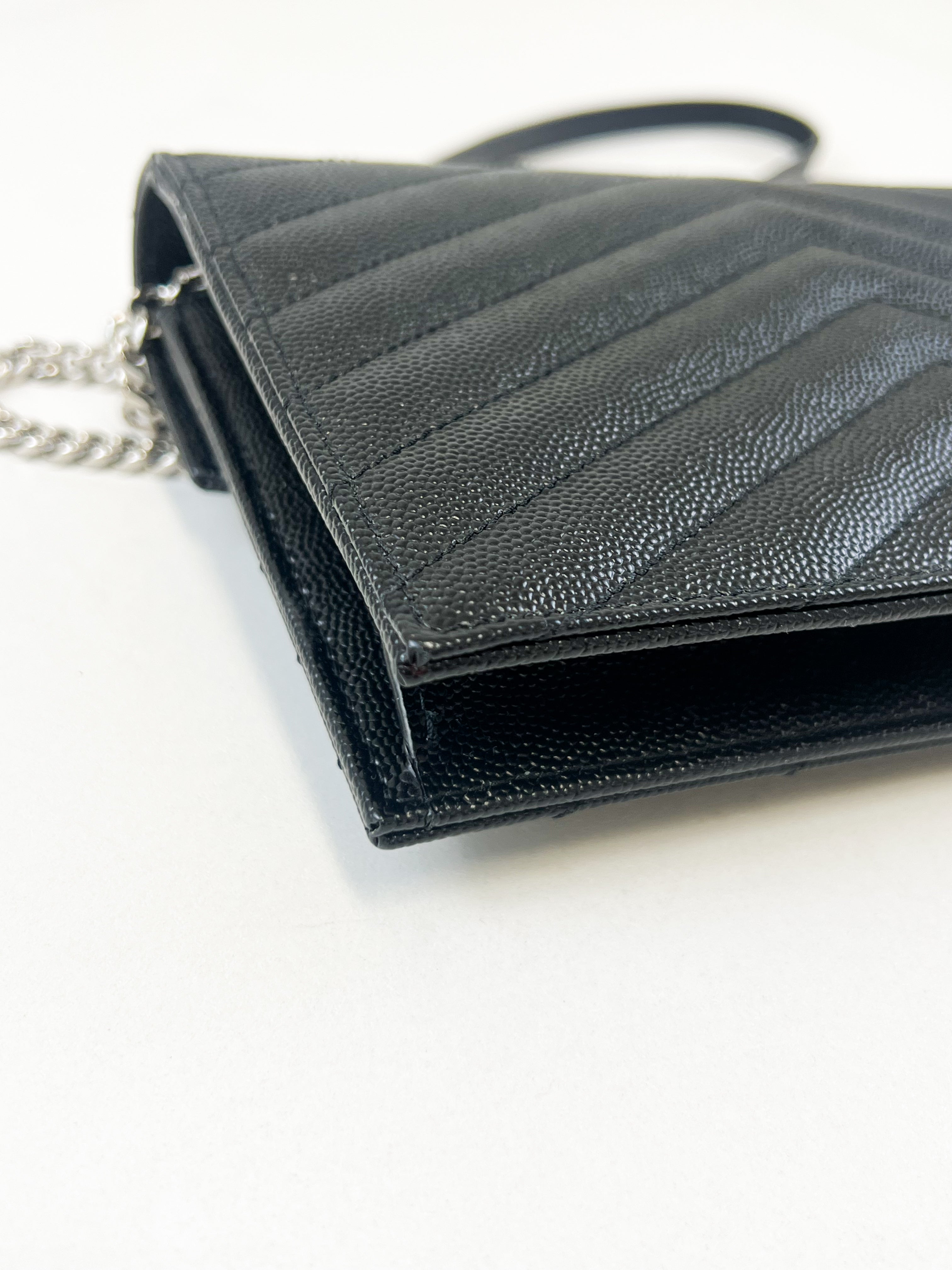 Saint Laurent Cassandra Matelasse Envelope Wallet on Chain