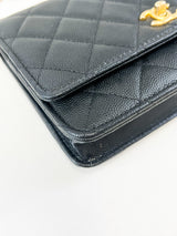 Chanel Black Caviar CC Classic Wallet On Chain GHW