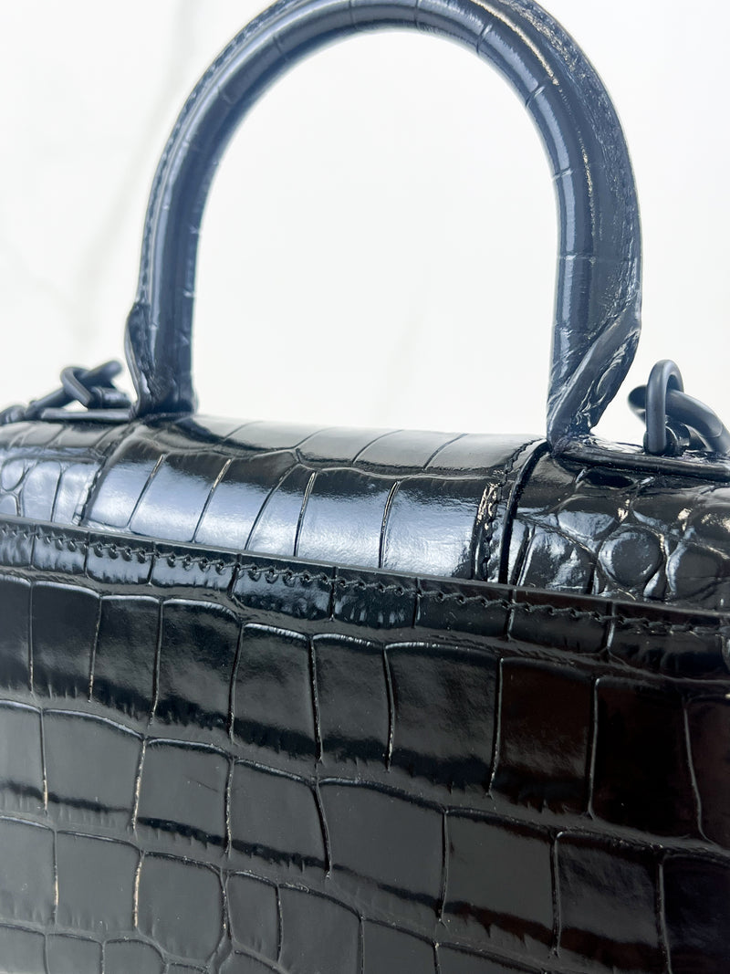 Balenciaga Black on Black Croc XS Hourglass