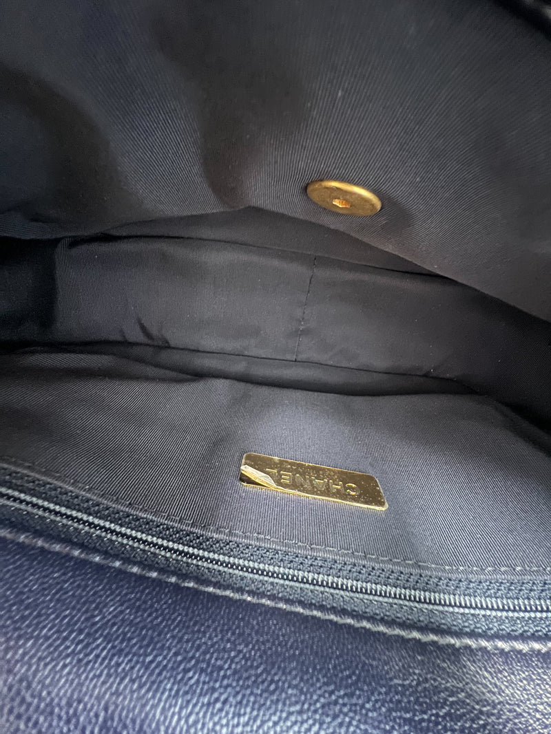 Chanel Navy Small Lambskin 19 with Gold & Silver Tone Hardware