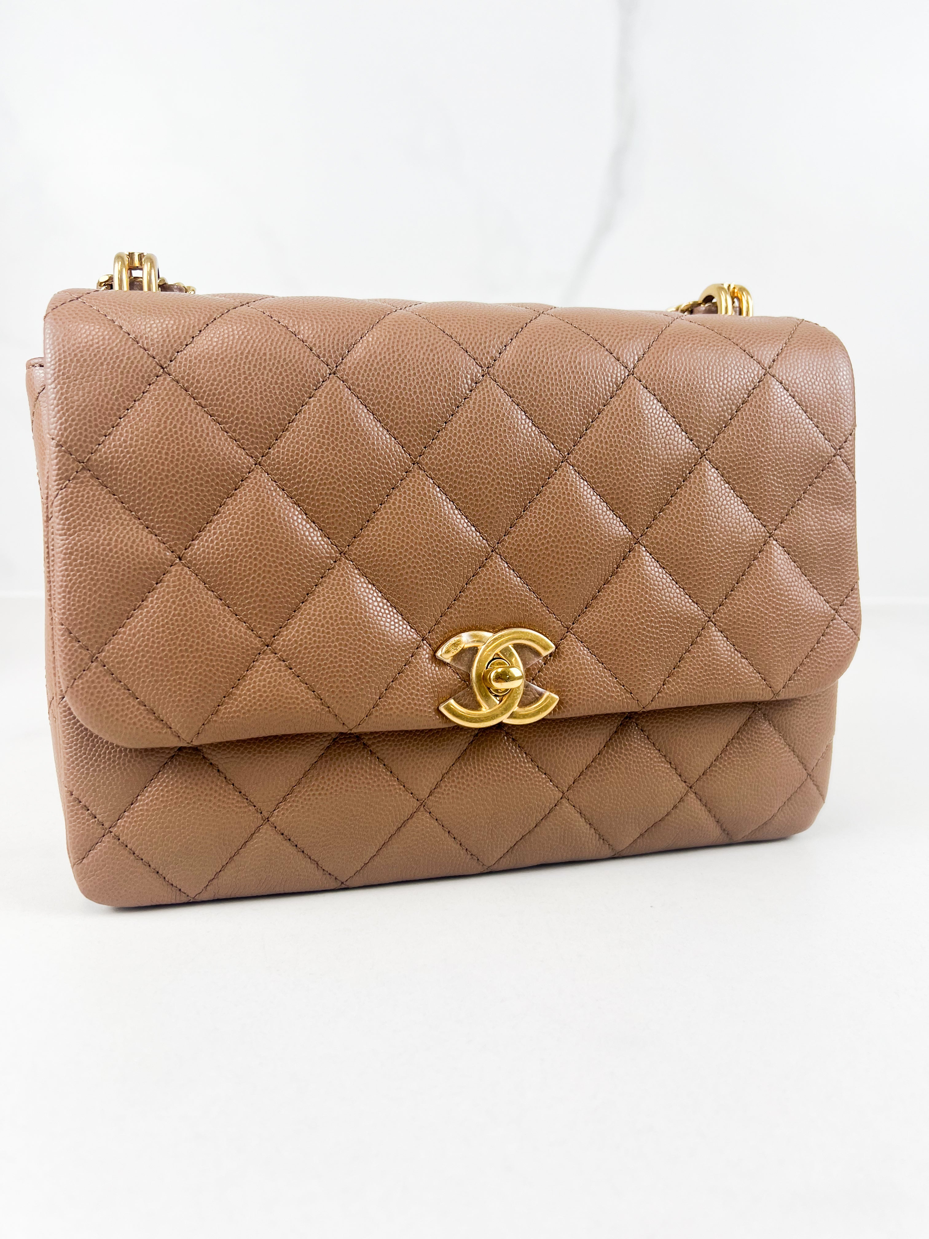 Chanel Coco First Flap in Dark Beige Caviar Leather with GHW