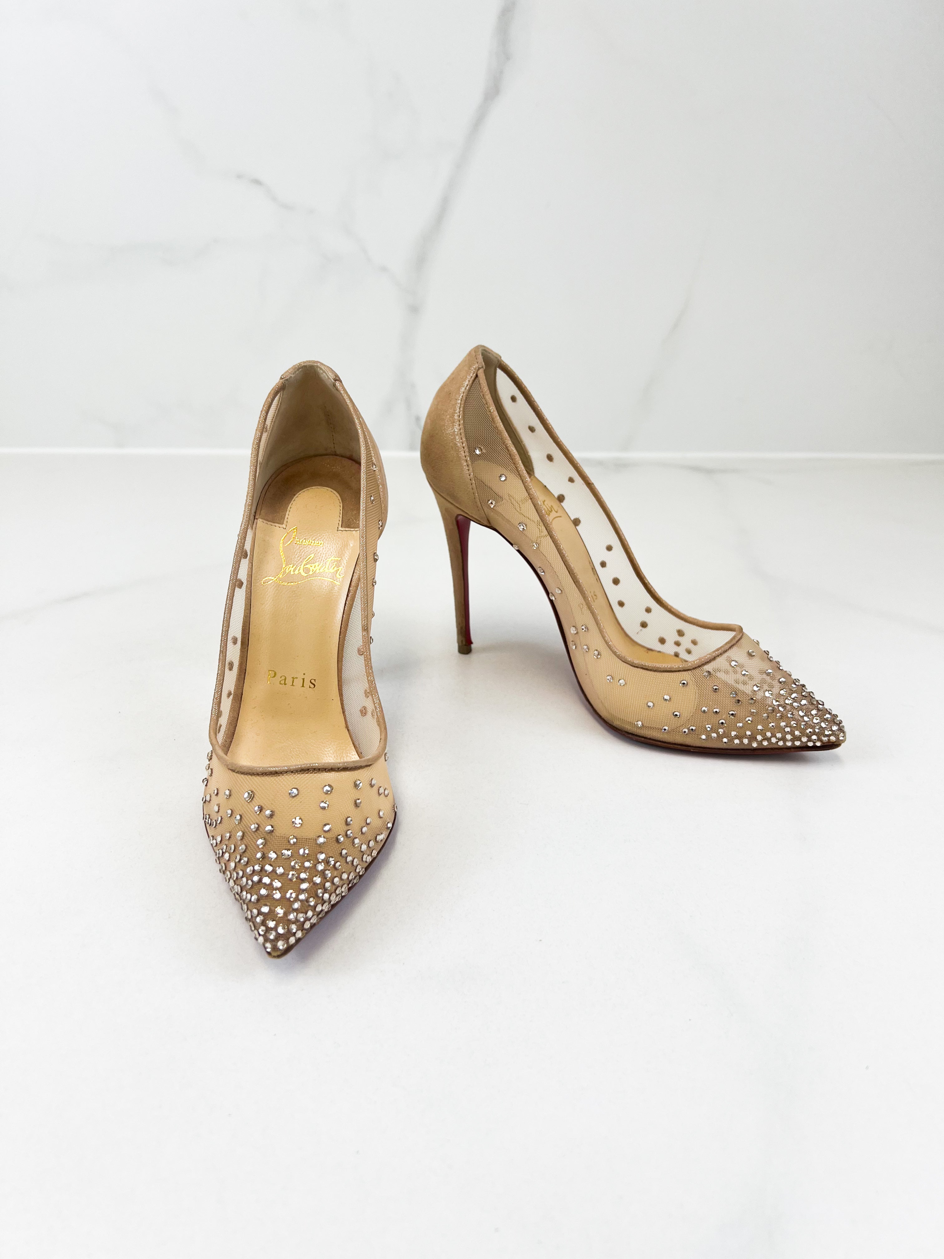 Christian Louboutin Follies Strass 100mm Size 35