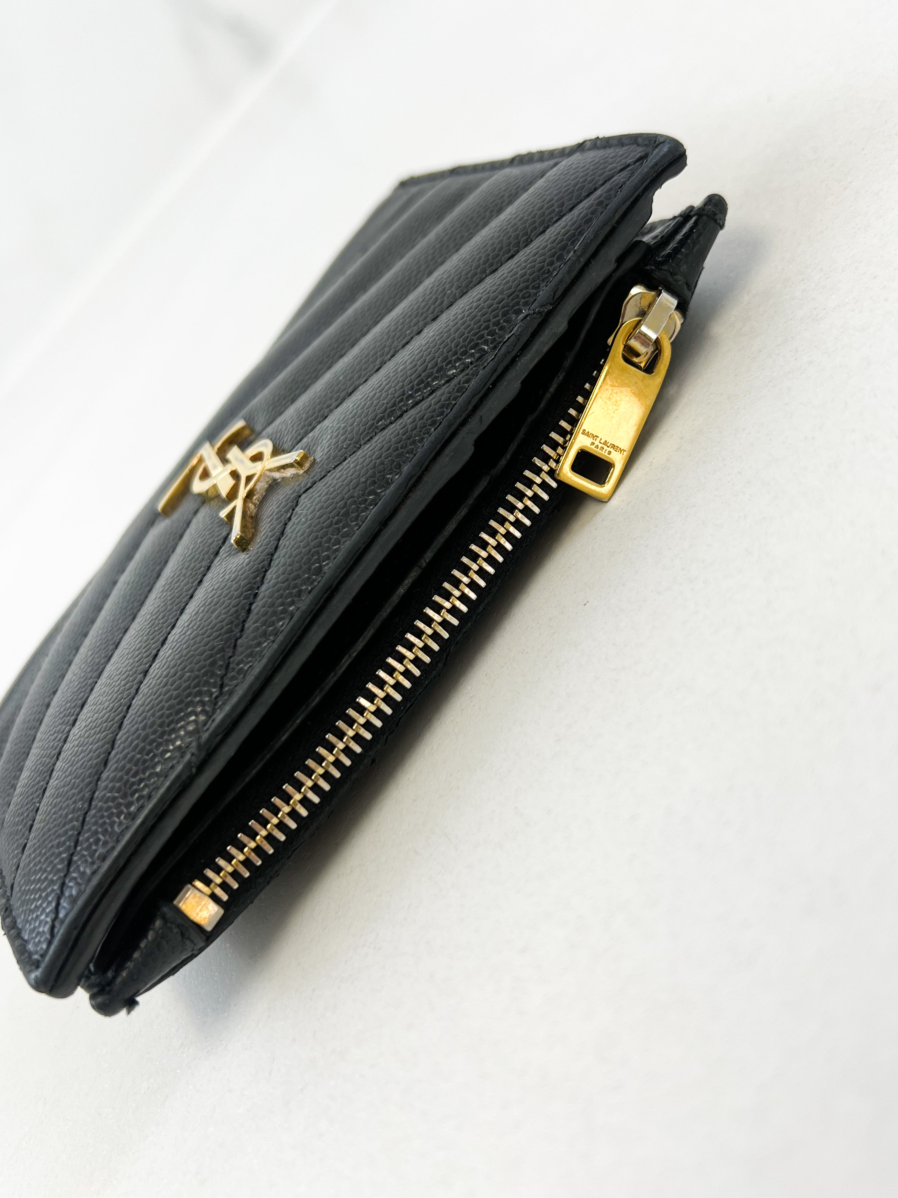 Saint Laurent Black Small Envelope Wallet with GHW