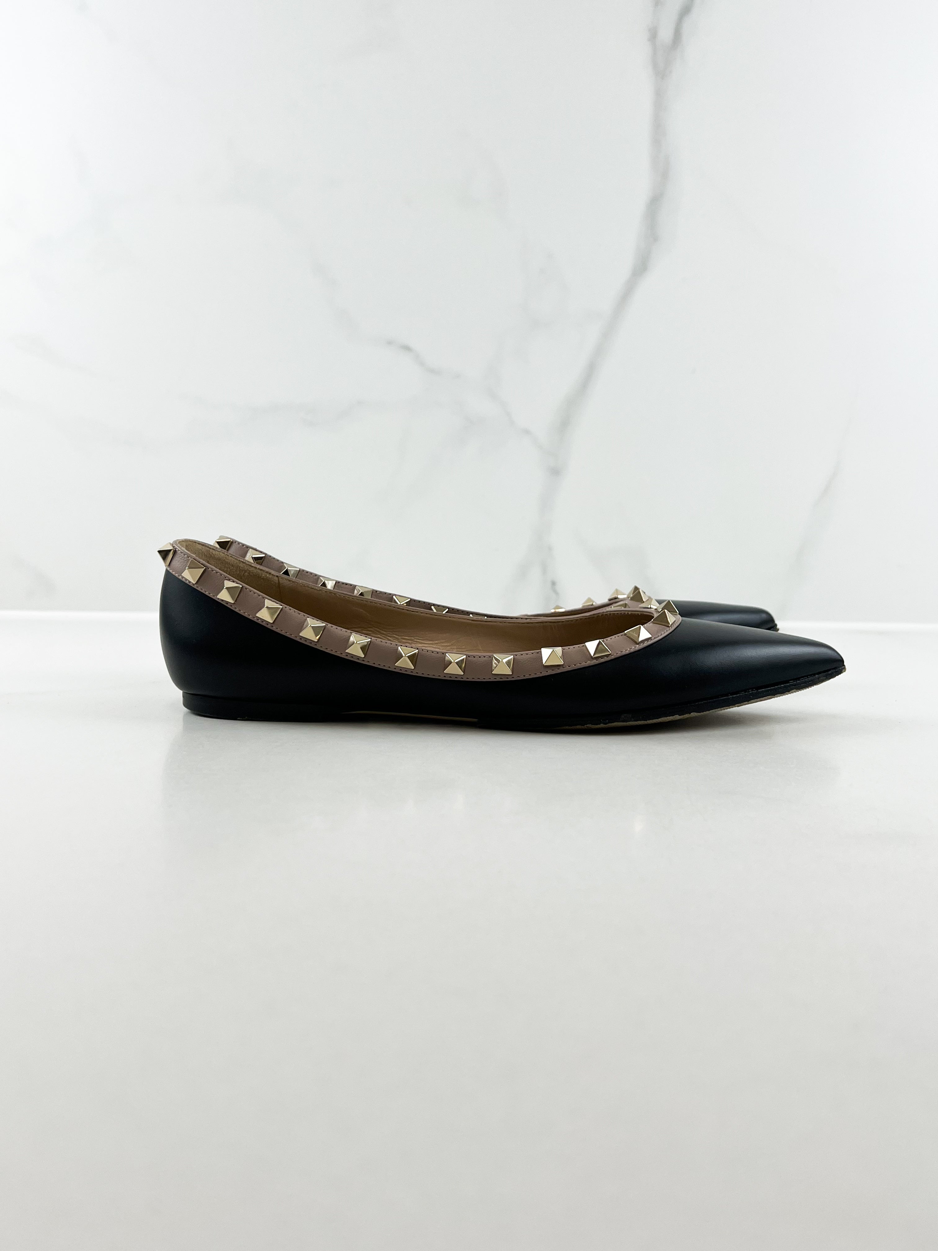Valentino Garavani Rockstud Black Ballet Flat Size 39