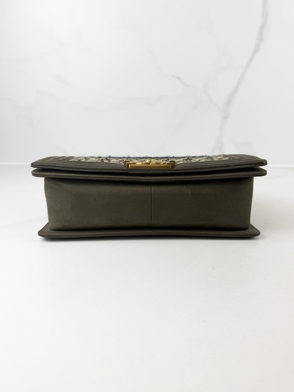 Chanel Khaki Fantasy Tweed Medium Boy Bag