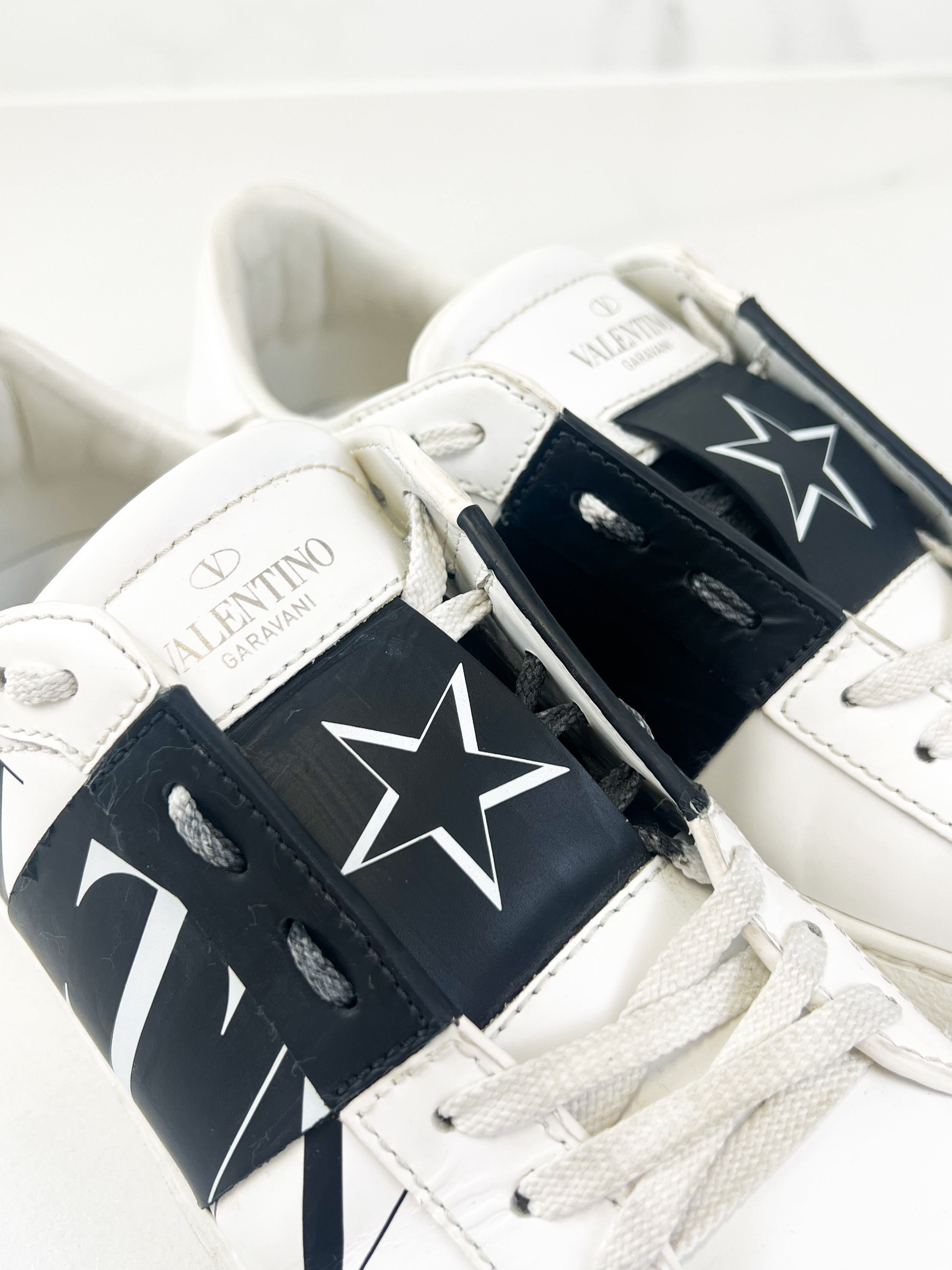 Valentino Garavani Open Leather Star Sneaker Size 37.5