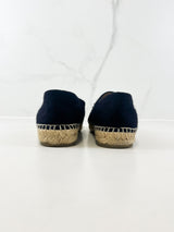 Chanel CC Logo Navy Wool Espadrille Size 39
