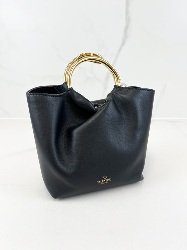 Valentino Garavani Black VLogo Small Top Handle Bag