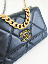 Chanel 19 Black Wallet on Chain WOC in Lambskin Leather