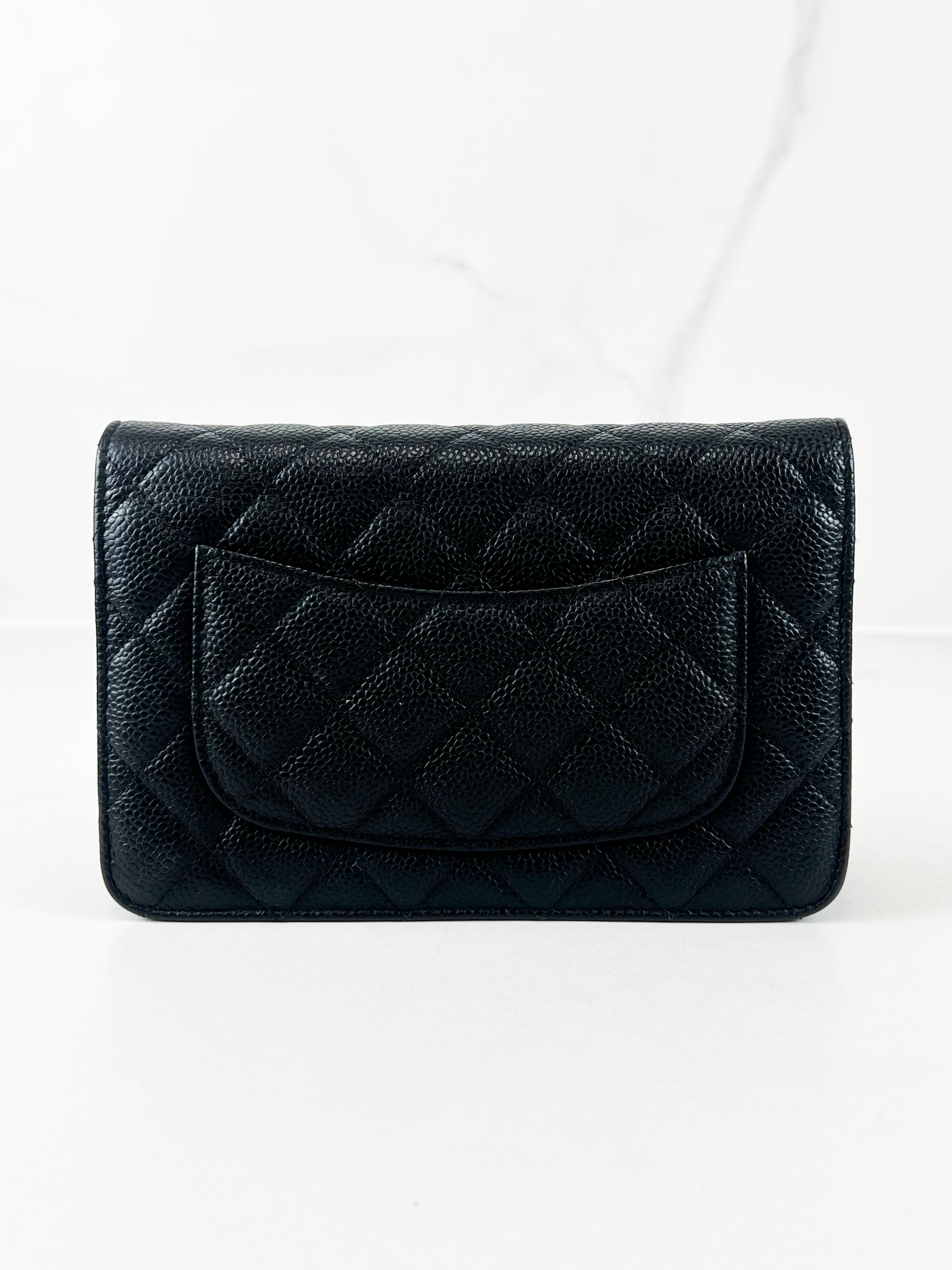 Chanel Black Classic Caviar CC WOC with GHW
