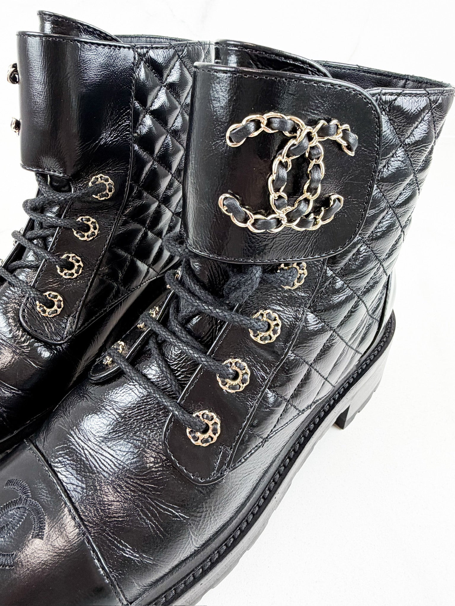 Chanel Quilted Combat Boot Size 39C