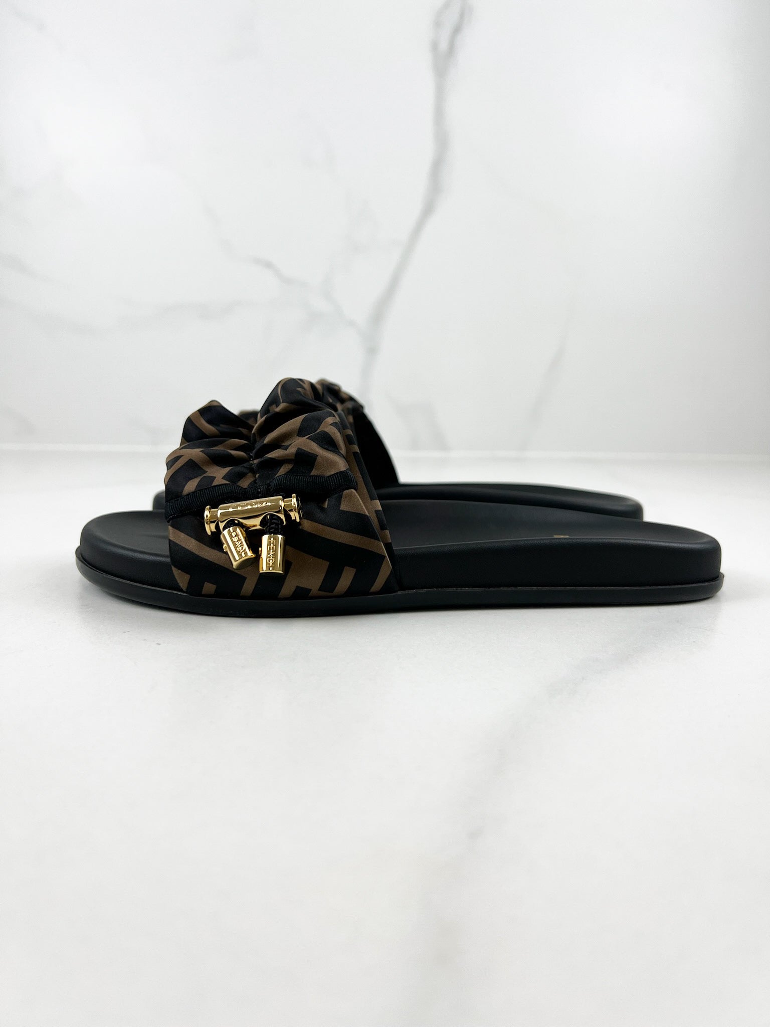 Fendi Vertigo Satin Slides Size 37