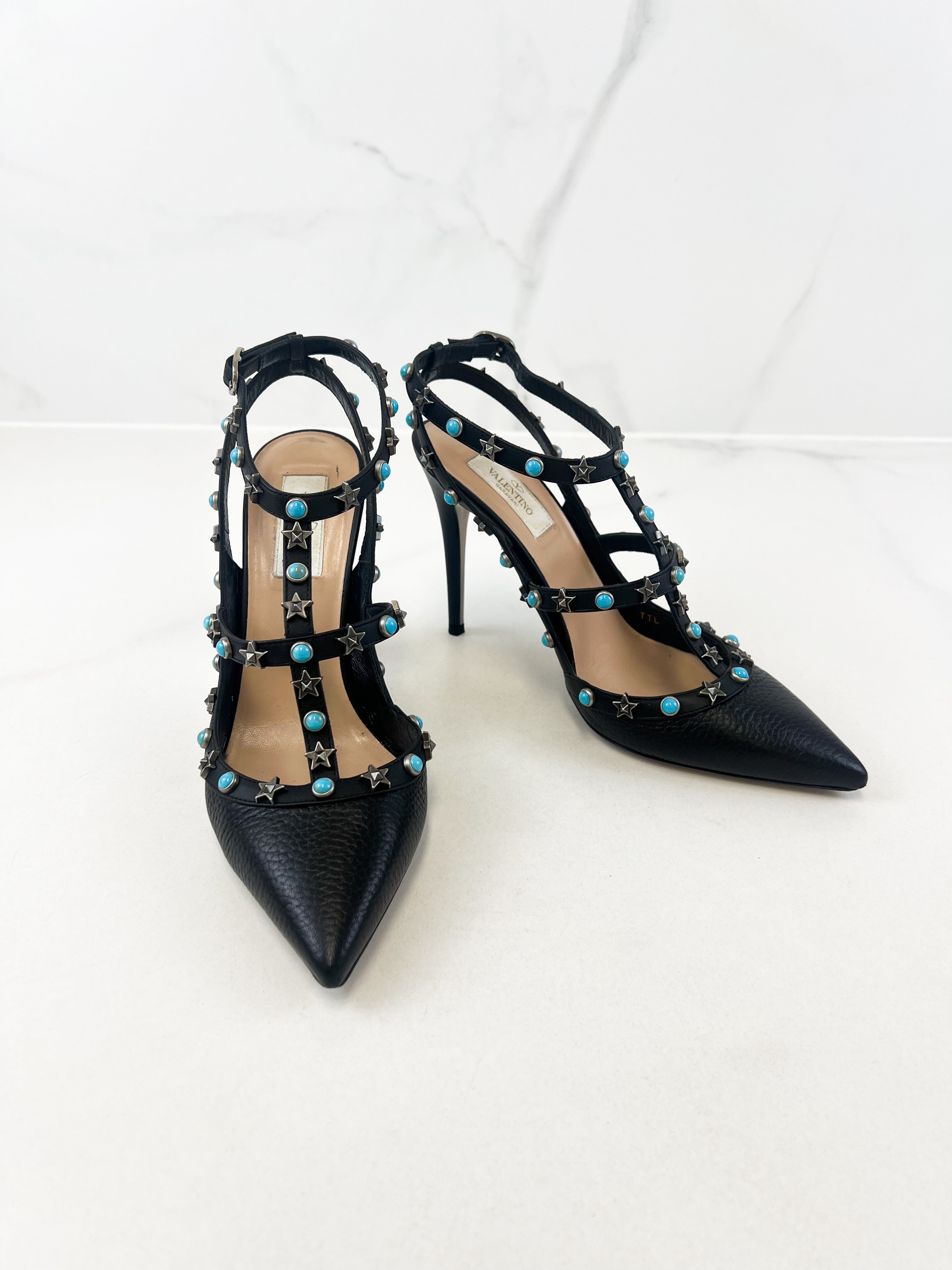 Valentino Black Caged Rockstud Pumps Size 39